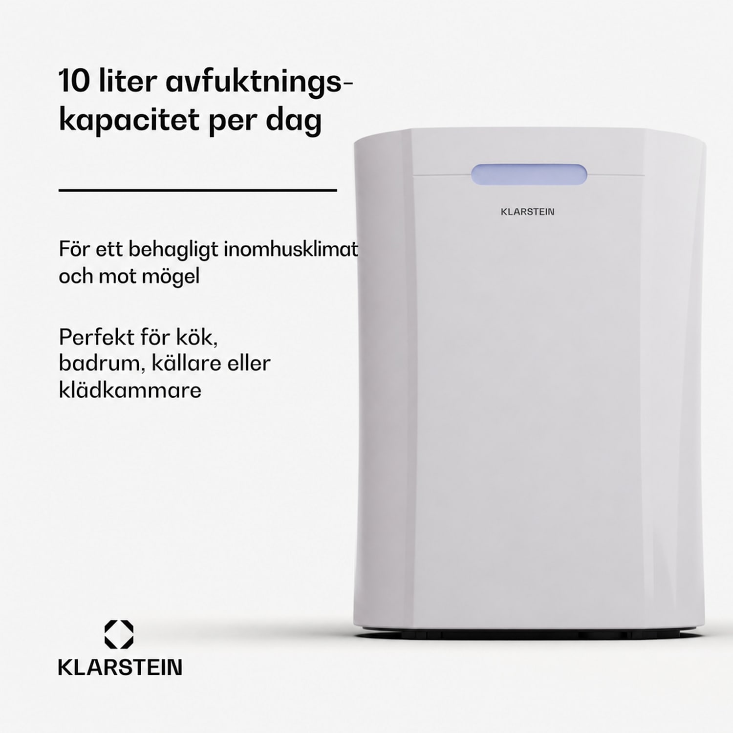 AeroDry 10 Avfuktare 165 W 10 l/d 135 m³/h 25 m² DrySelect 37 dB 10 L / 24 h | Vit | Nej