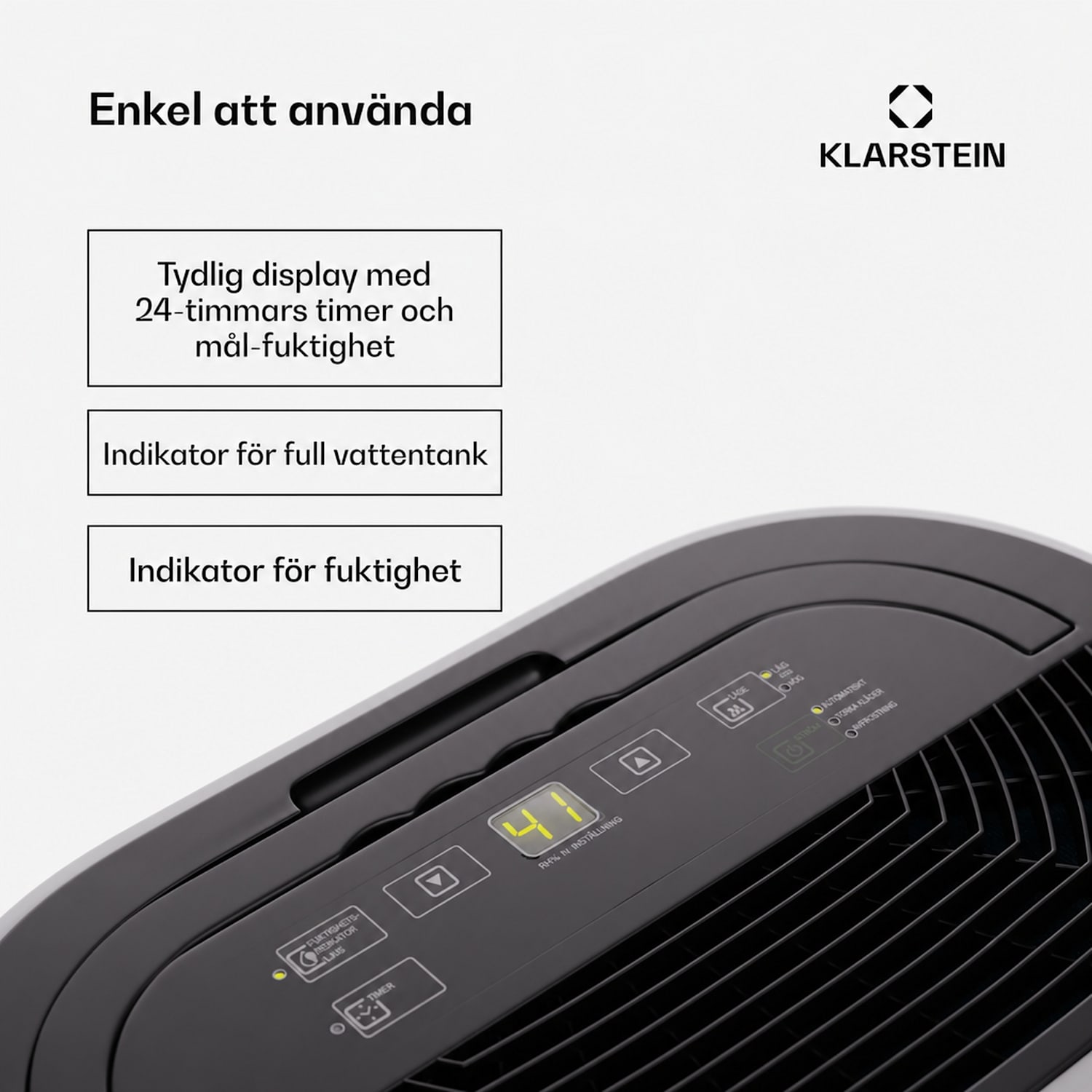 AeroDry 10 Avfuktare 165 W 10 l/d 135 m³/h 25 m² DrySelect 37 dB 10 L / 24 h | Vit | Nej