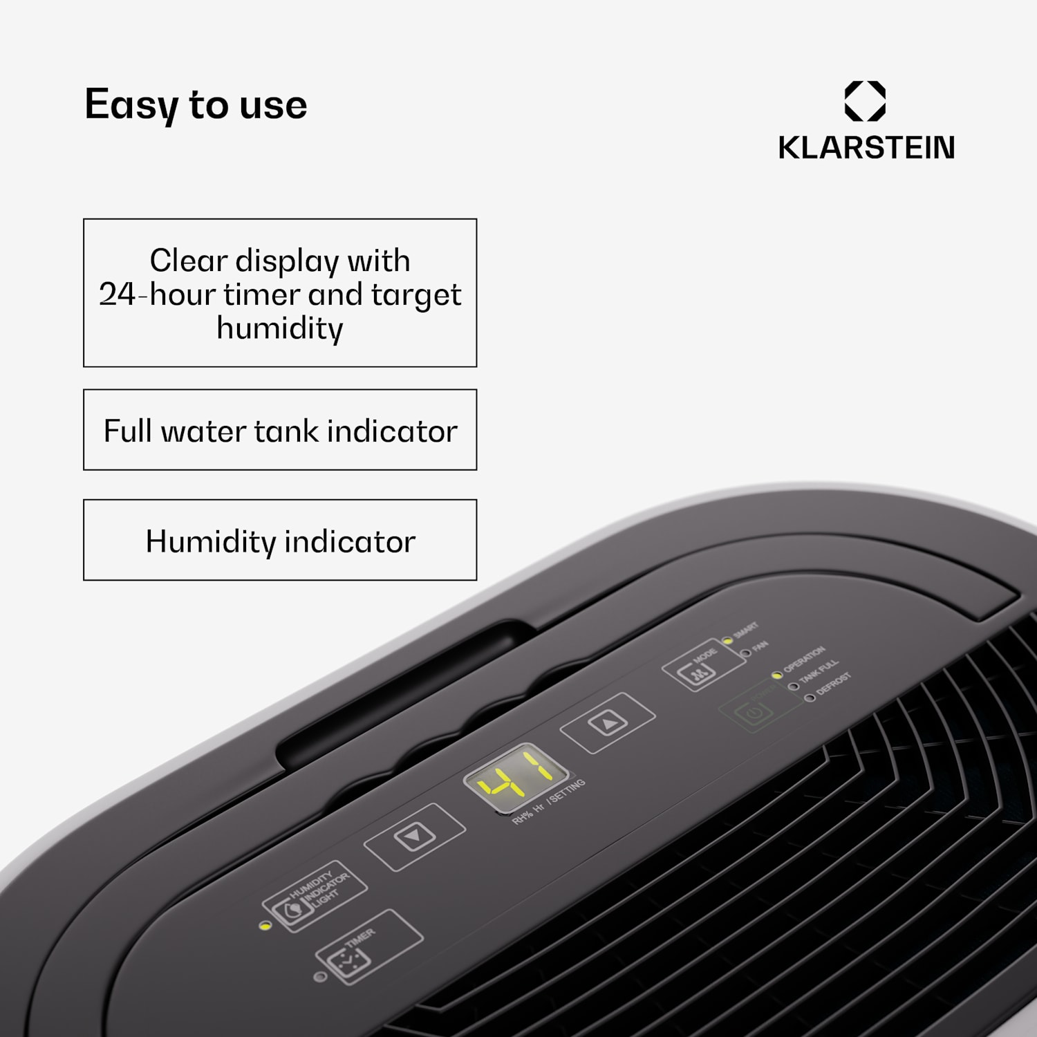 AeroDry 10 dehumidifier 165W 10l/d 265m³/h 25m² DrySelect 37dB 