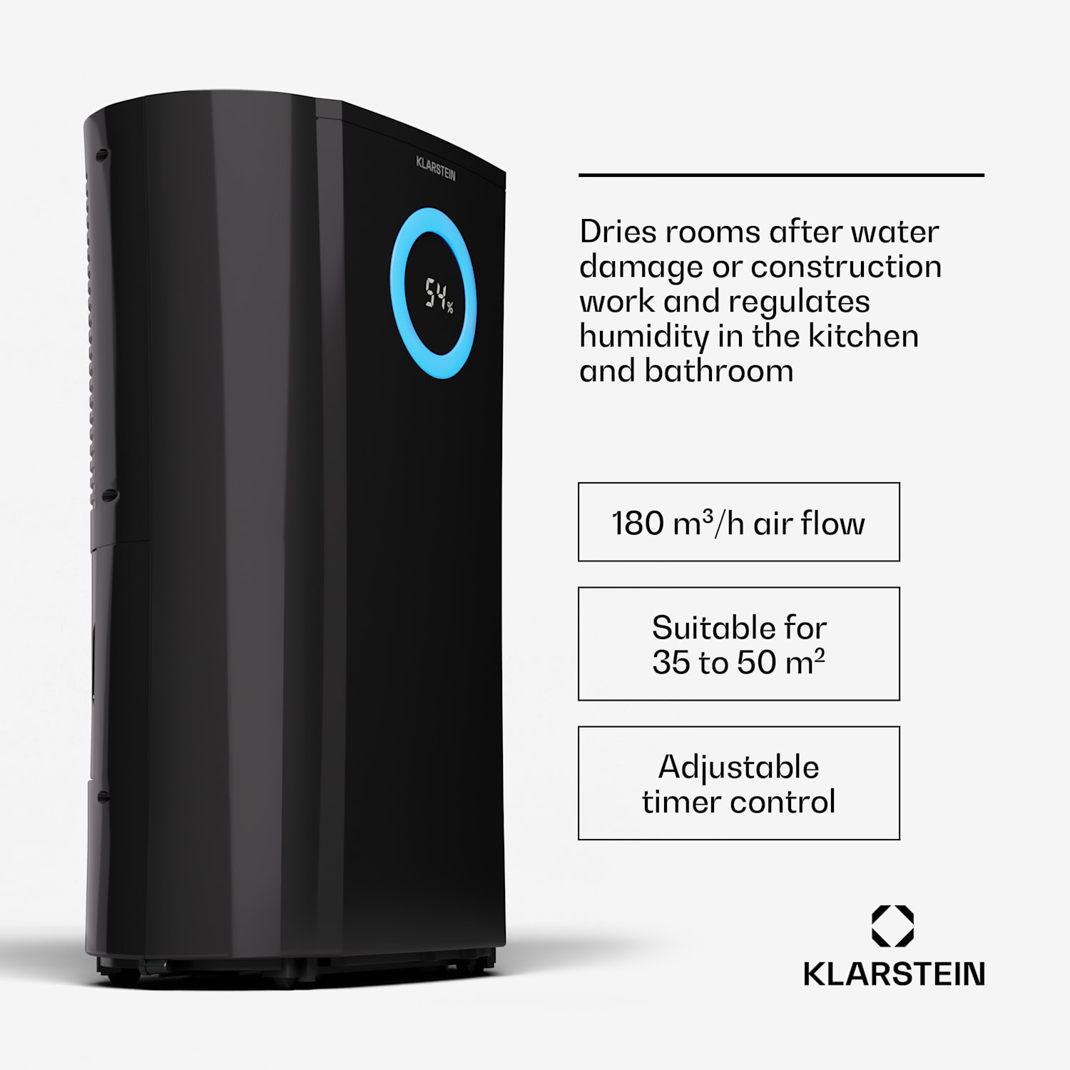 DryFy Pro Connect 20 ilmankuivain WiFI kompressio 20 l/päivä 20 - 30 m² 20L/24h | Musta | Kyllä