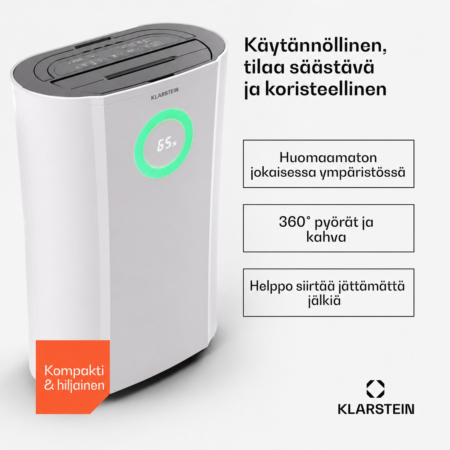 DryFy Pro Connect 20 ilmankuivain WiFI kompressio 20 l/päivä 35 - 50 m² 20L/24h | Valkoinen | Kyllä