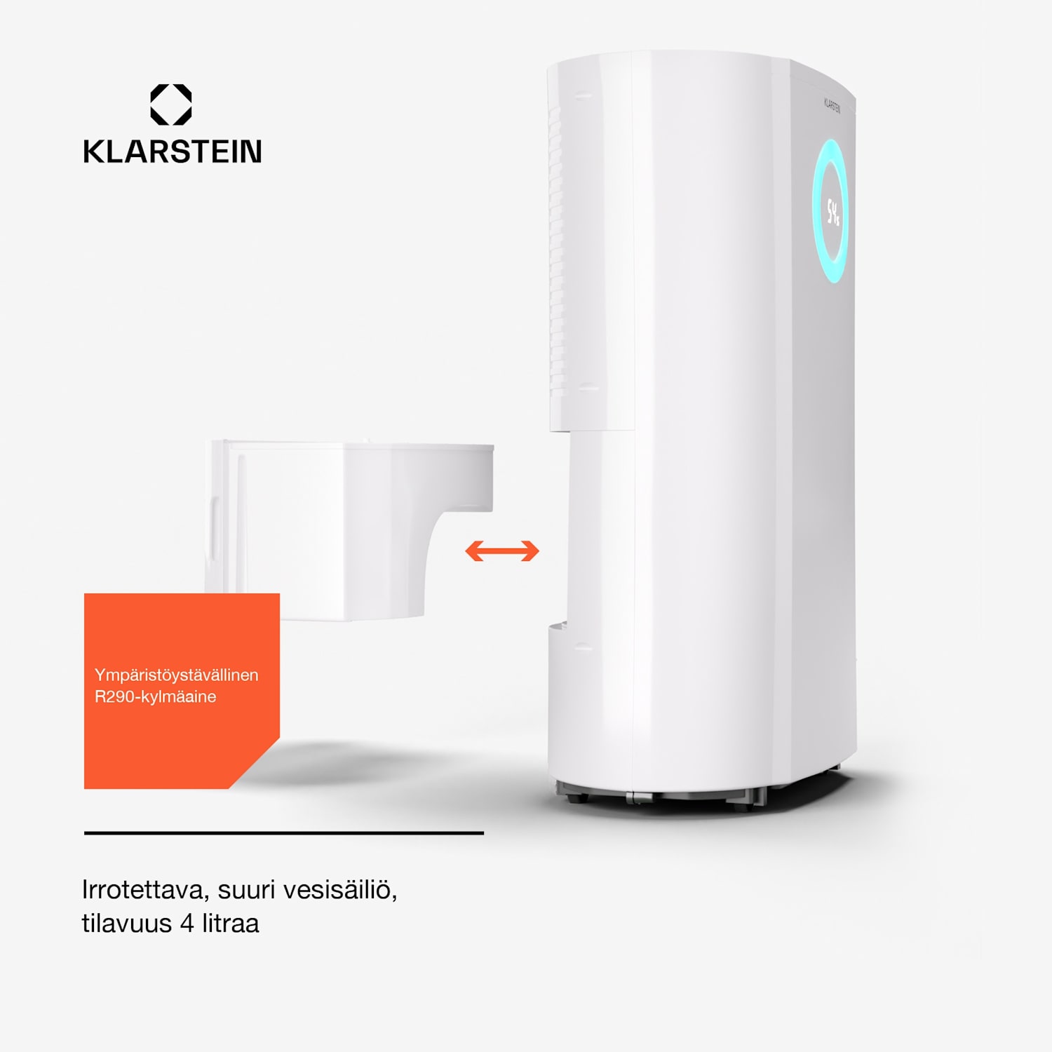 DryFy Pro Connect 20 ilmankuivain WiFI kompressio 20 l/päivä 35 - 50 m² 20L/24h | Valkoinen | Kyllä