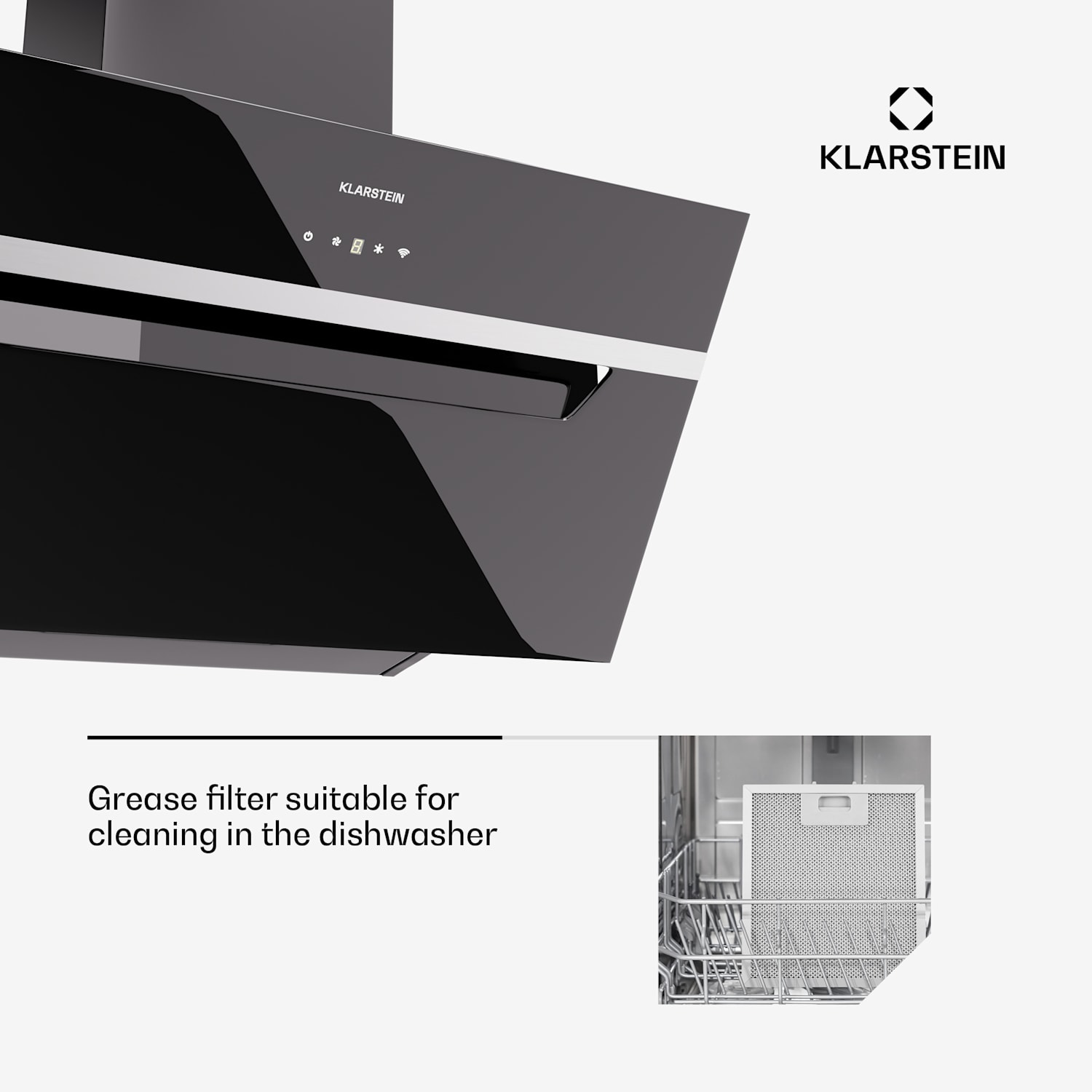 BigBite 60 Smart, абсорбатор, 60 см, 305 м³/ч, LED дисплей, стъклена предна част, управление с приложение 