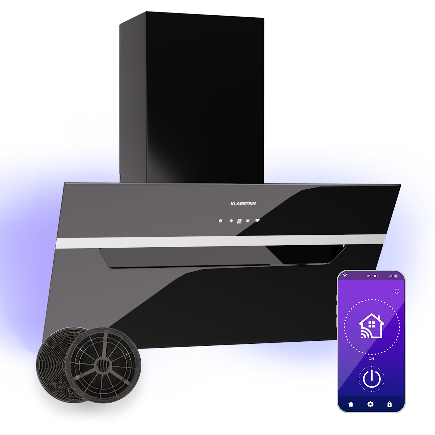 BigBite 60 Smart, абсорбатор, 60 см, 305 м³/ч, LED дисплей, стъклена предна част, управление с приложение 