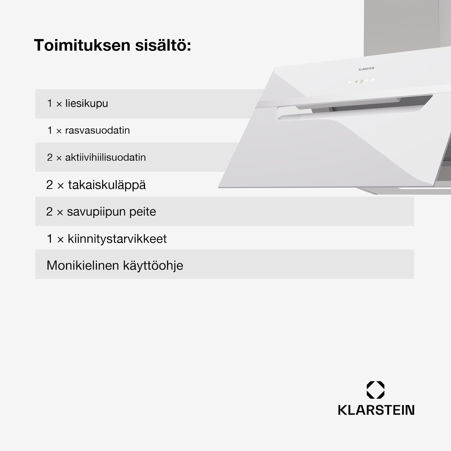 BigBite 60 liesituuletin 60 cm 305 m³/h LED-näyttö lasipinta App 60 cm | Valkoinen