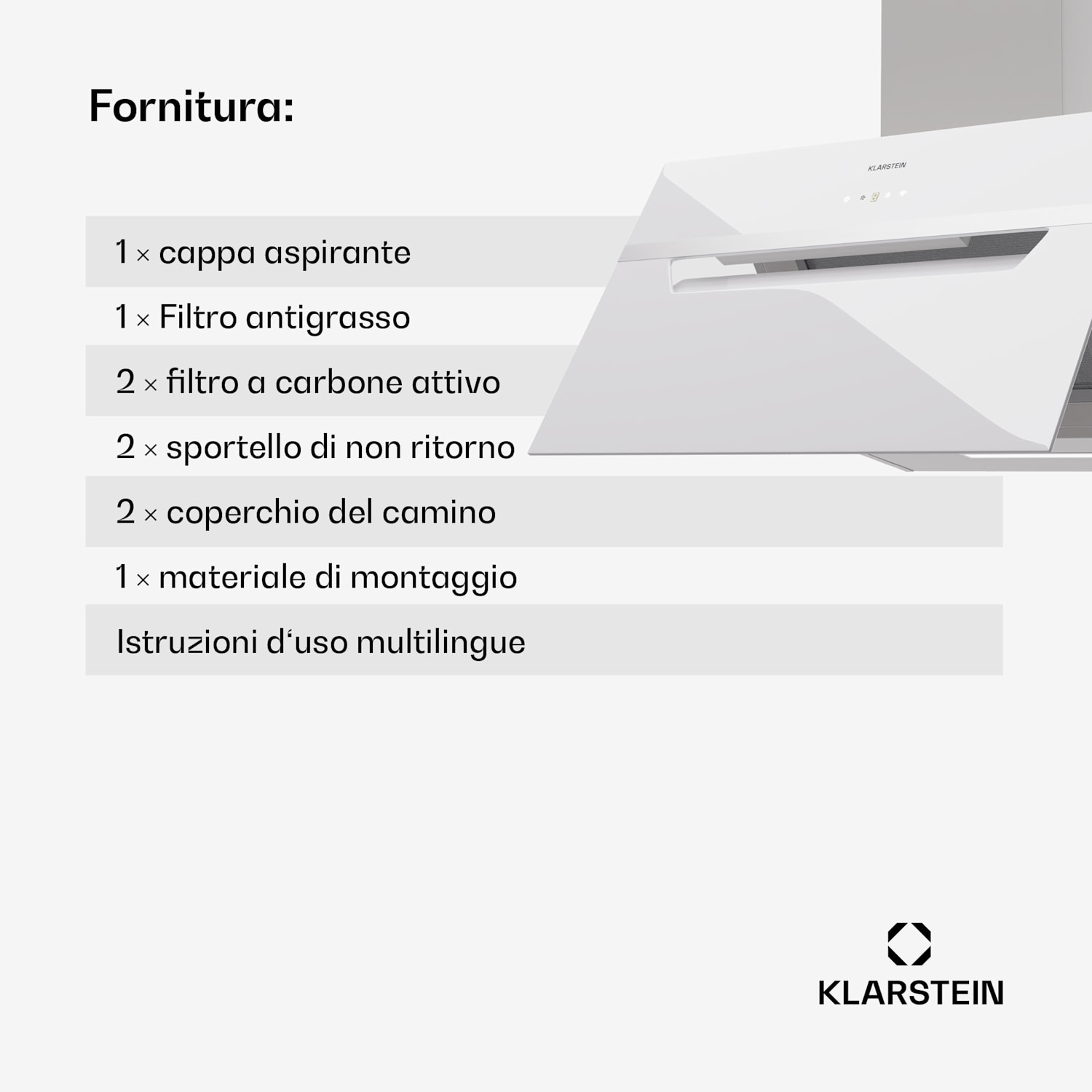 BigBite 60 - Cappa aspirante, 60 cm, 305 m³/ora, schermo LED, frontale in vetro, app 