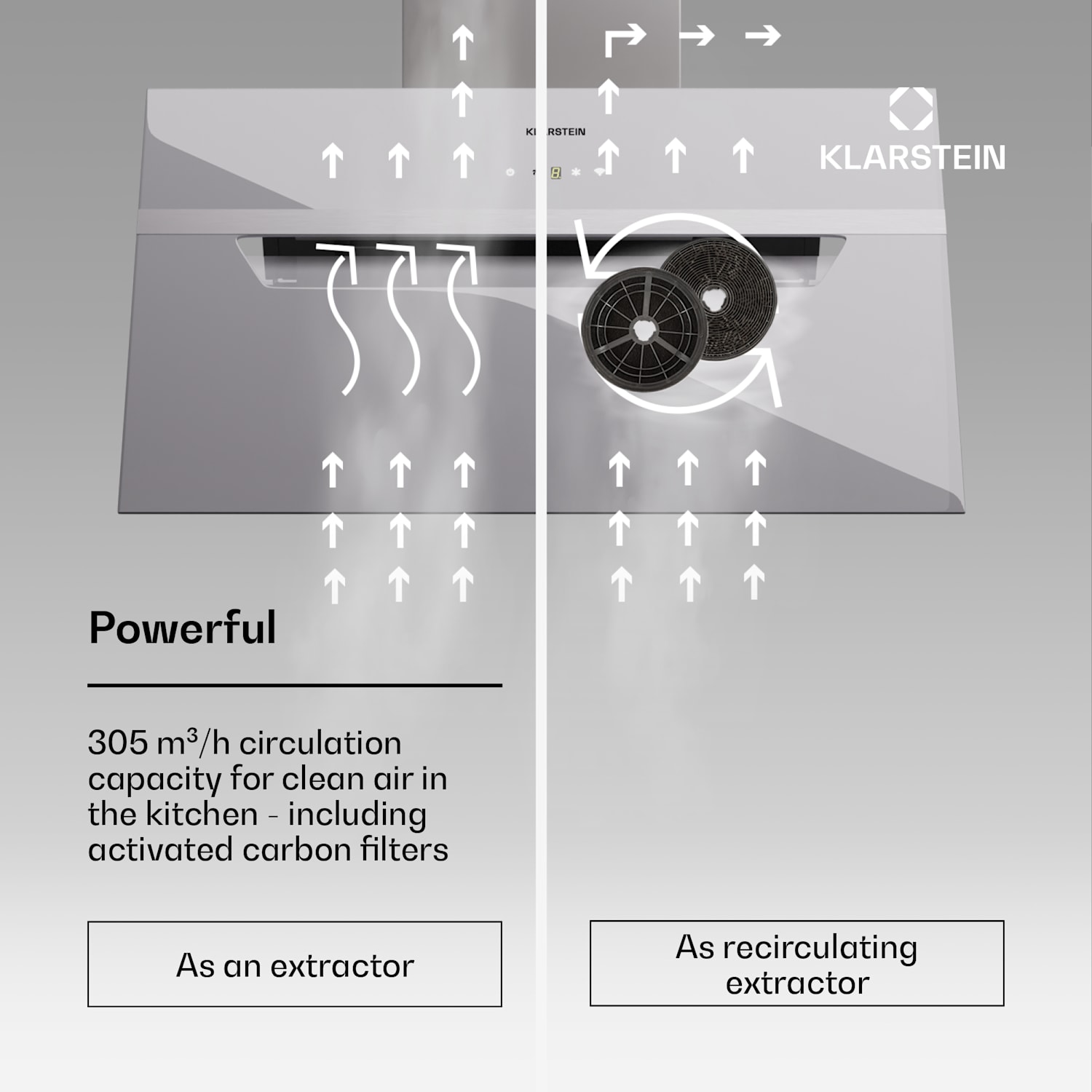 BigBite 60 Smart, digestoř, 60 cm, 305 m³/h, LED displej, skleněná přední část, ovládání aplikací 