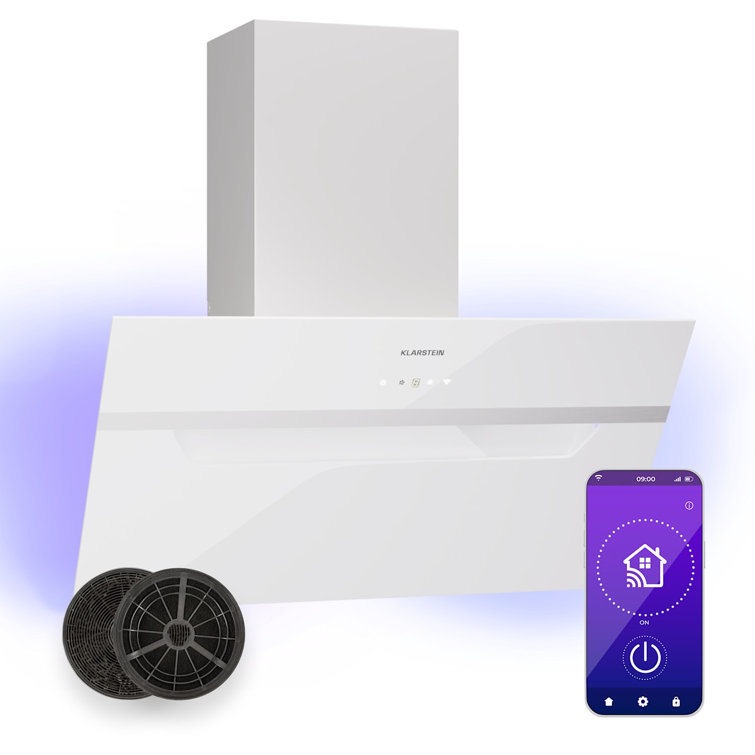 BigBite 60 Smart, digestoř, 60 cm, 305 m³/h, LED displej, skleněná přední část, ovládání aplikací 