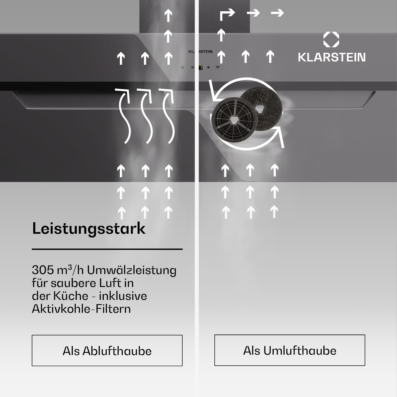 BigBite 90 Dunstabzugshaube 90 cm 305 m³/h LED-Display Glasfront App 90 cm | Weiß