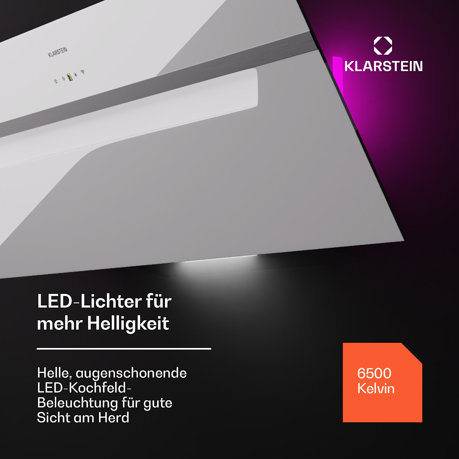 BigBite 90 Dunstabzugshaube 90 cm 305 m³/h LED-Display Glasfront App 90 cm | Weiß