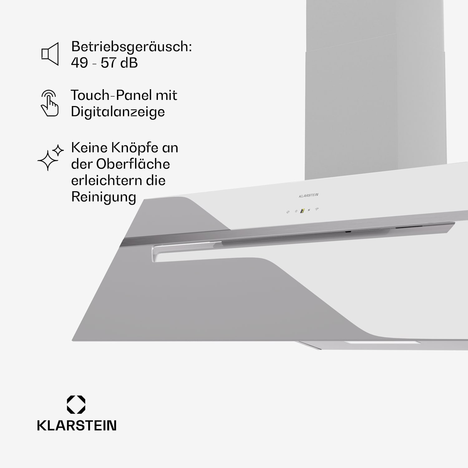 BigBite 90 Dunstabzugshaube 90 cm 305 m³/h LED-Display Glasfront App 90 cm | Weiß