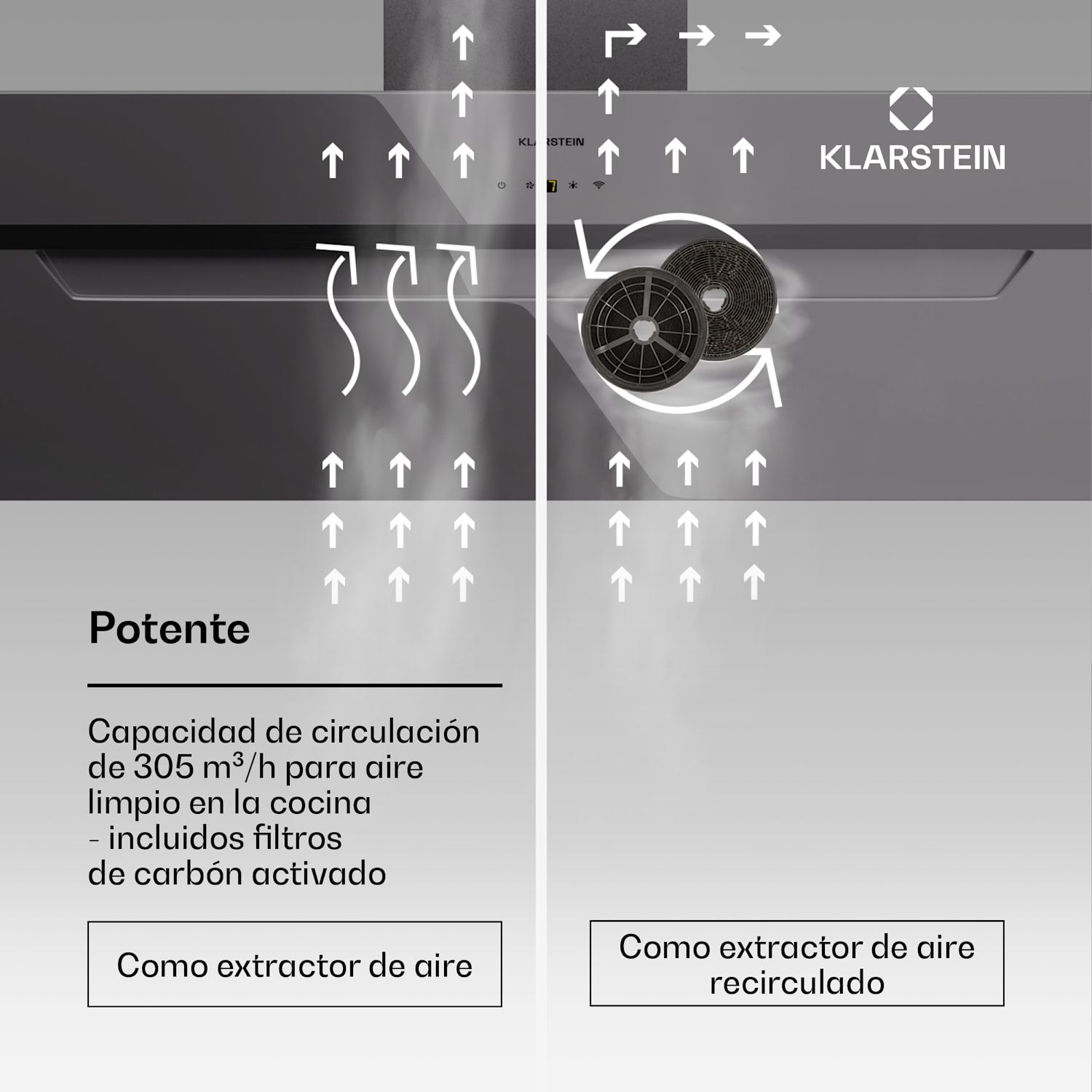 BigBite 90 campana extractora 90 cm 305 m³/h pantalla LED frontal de vidrio App 90 cm | Blanco