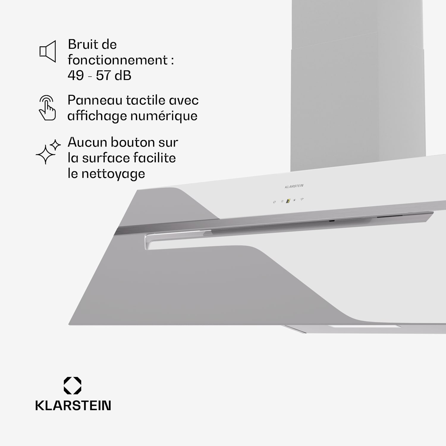 BigBite 90 afzuigkap 90 cm 305 m³/h LED-display glazen front app 90 cm | Bela