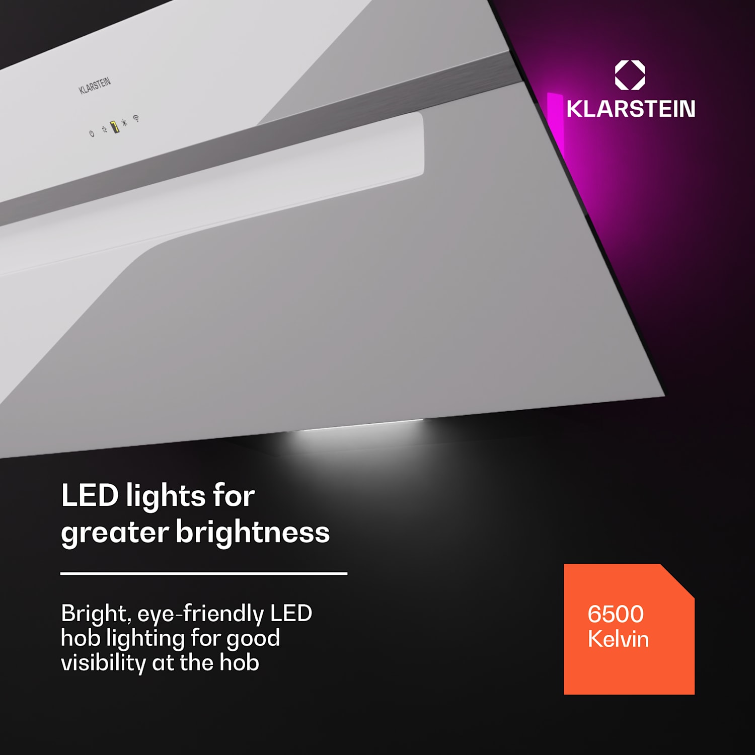 BigBite 90 liesituuletin 90 cm 305 m³/h LED-näyttö lasinen etupaneeli App 90 cm | Valkoinen