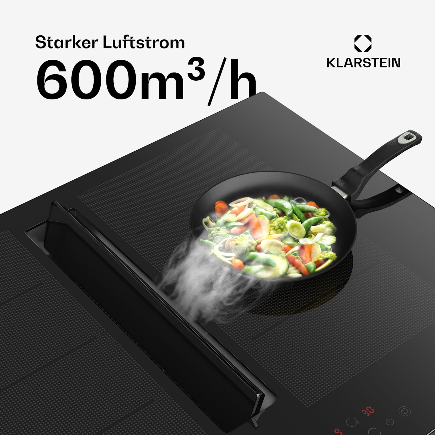 Chef-Fusion Down Air System Induktionsherd + DownAir-Abzugshaube 72cm 600 m³/h Abluftleistung A 72 cm | Schwarz