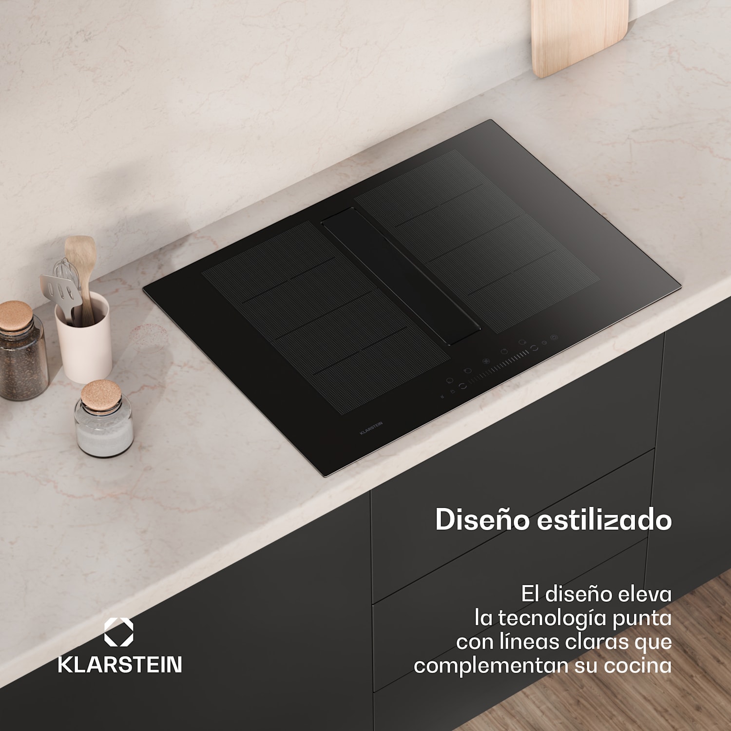 Placa de inducción Chef-Fusion Down Air System + campana extractora DownAir 72cm Rendimiento del aire de salida 600 m³/h A 72 cm | Negro
