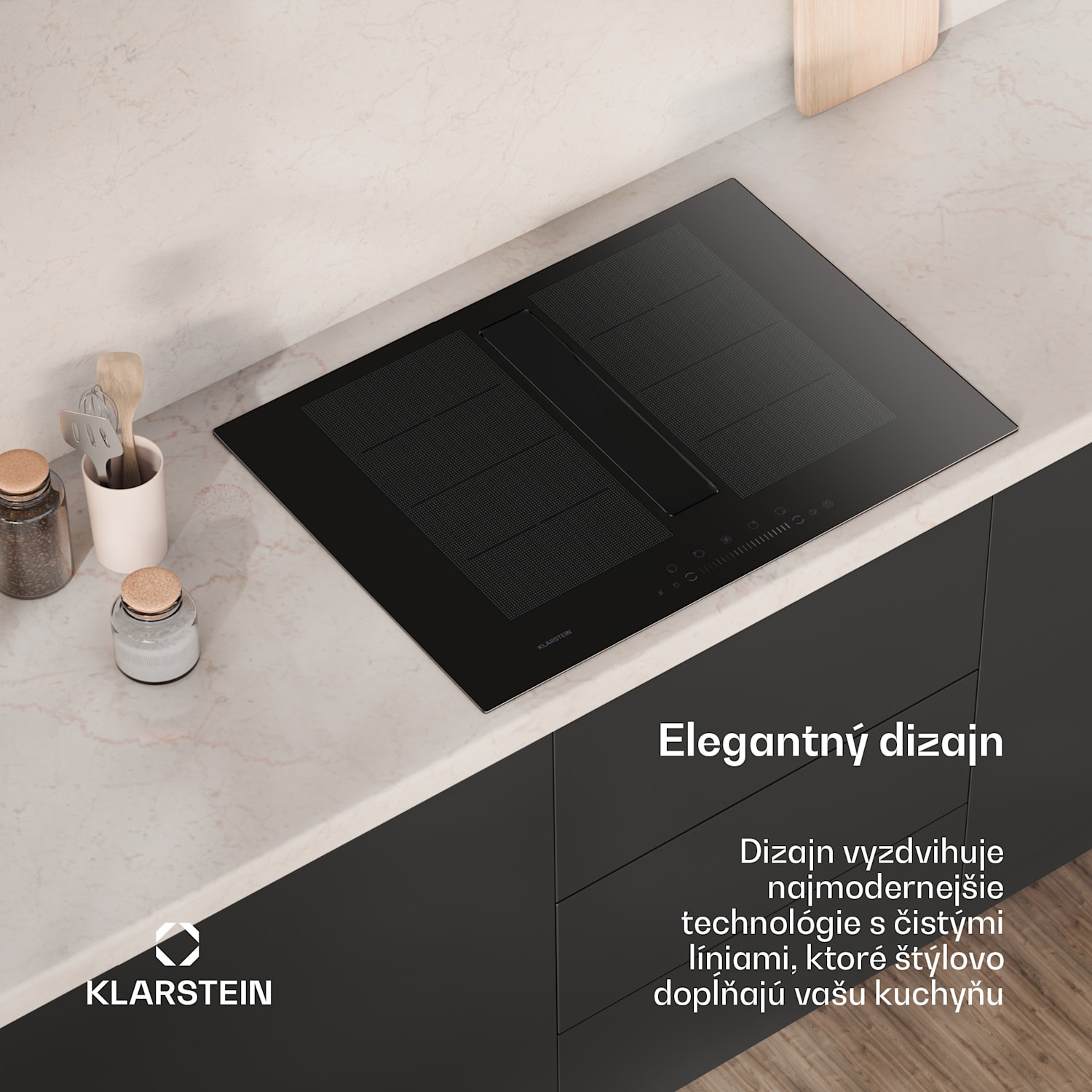 Chef-Fusion Down Air System, indukčný sporák + DownAir digestor, 72 cm, 600 m³/h, EEC A 72 cm | Čierna