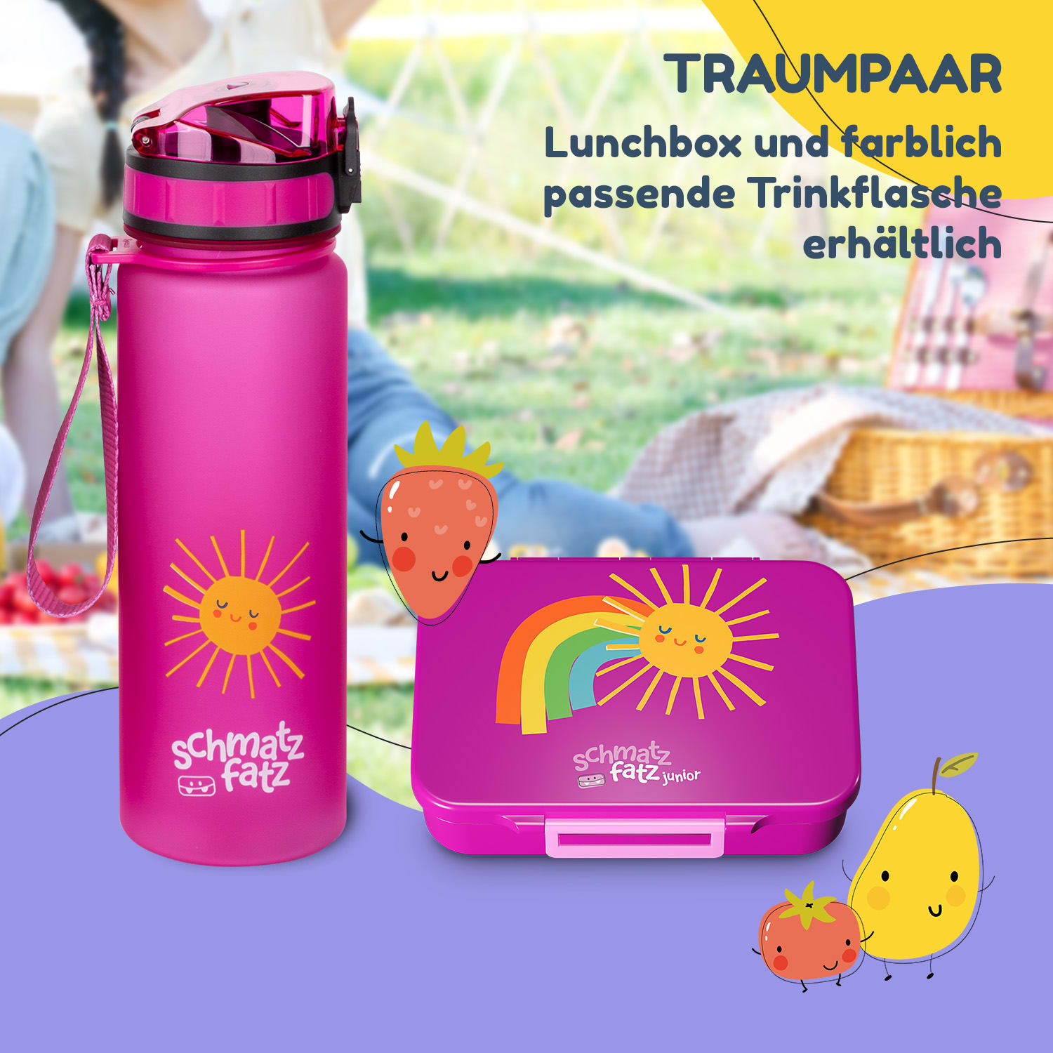 Schmatzfatz Lunchbox, Unterteilte Brotdose Kinder Purple Sun