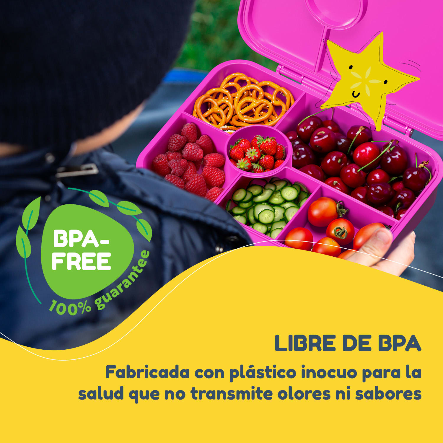 schmatzfatz by Lite Fiambrera 6 compartimentos 20,8 x 4,5 x 15 cm (ancho x alto x fondo) Sin BPA Tritán superligero 