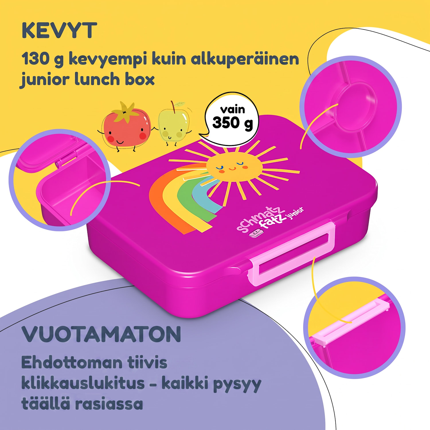 schmatzfatz by Lite lounasrasia 6 lokeroa 20,8 x 4,5 x 15 cm (leveys x korkeus x syvyys) BPA-vapaa erittäin kevyt Tritan Purple Sun