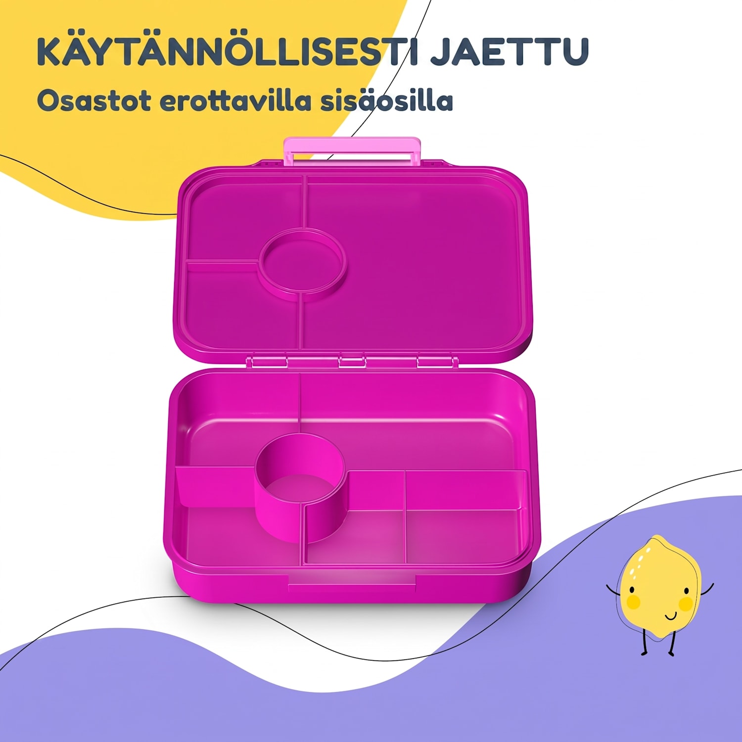 schmatzfatz by Lite lounasrasia 6 lokeroa 20,8 x 4,5 x 15 cm (leveys x korkeus x syvyys) BPA-vapaa erittäin kevyt Tritan Purple Sun