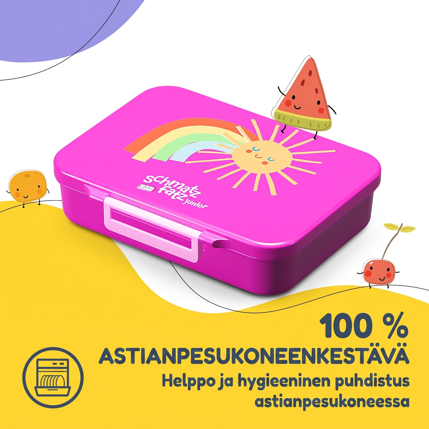 schmatzfatz by Lite lounasrasia 6 lokeroa 20,8 x 4,5 x 15 cm (leveys x korkeus x syvyys) BPA-vapaa erittäin kevyt Tritan Purple Sun