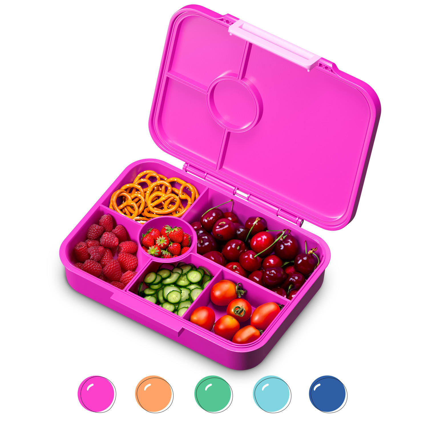 schmatzfatz by Lite Lunchbox 6 compartments 20.8 x 4.5 x 15 cm (WxHxD) BPA-free extra-light Tritan Purple Sun
