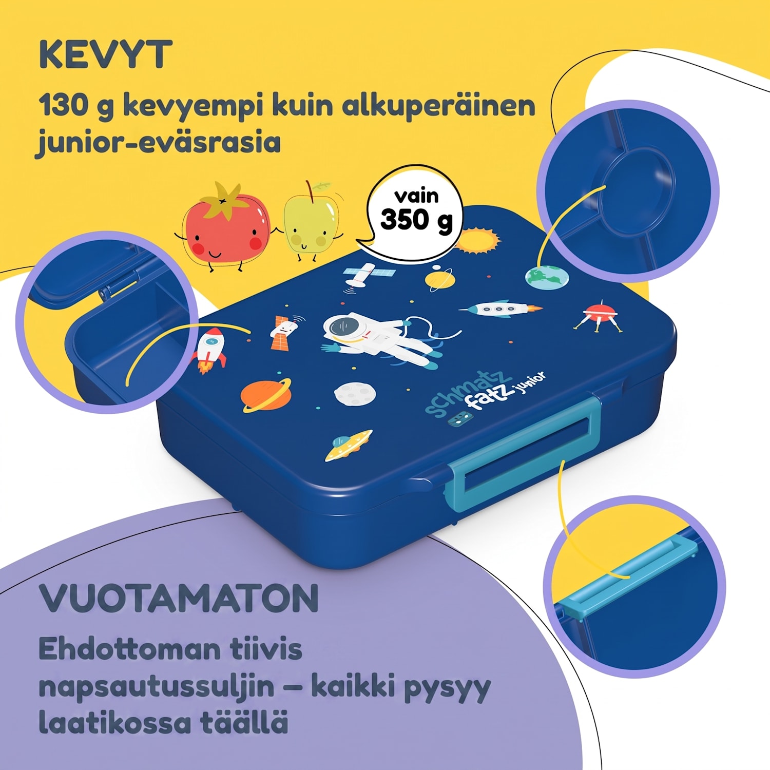 schmatzfatz by Lite lounasrasia 6 lokeroa 20,8 x 4,5 x 15 cm (leveys x korkeus x syvyys) BPA-vapaa erittäin kevyt Tritan Navy Space