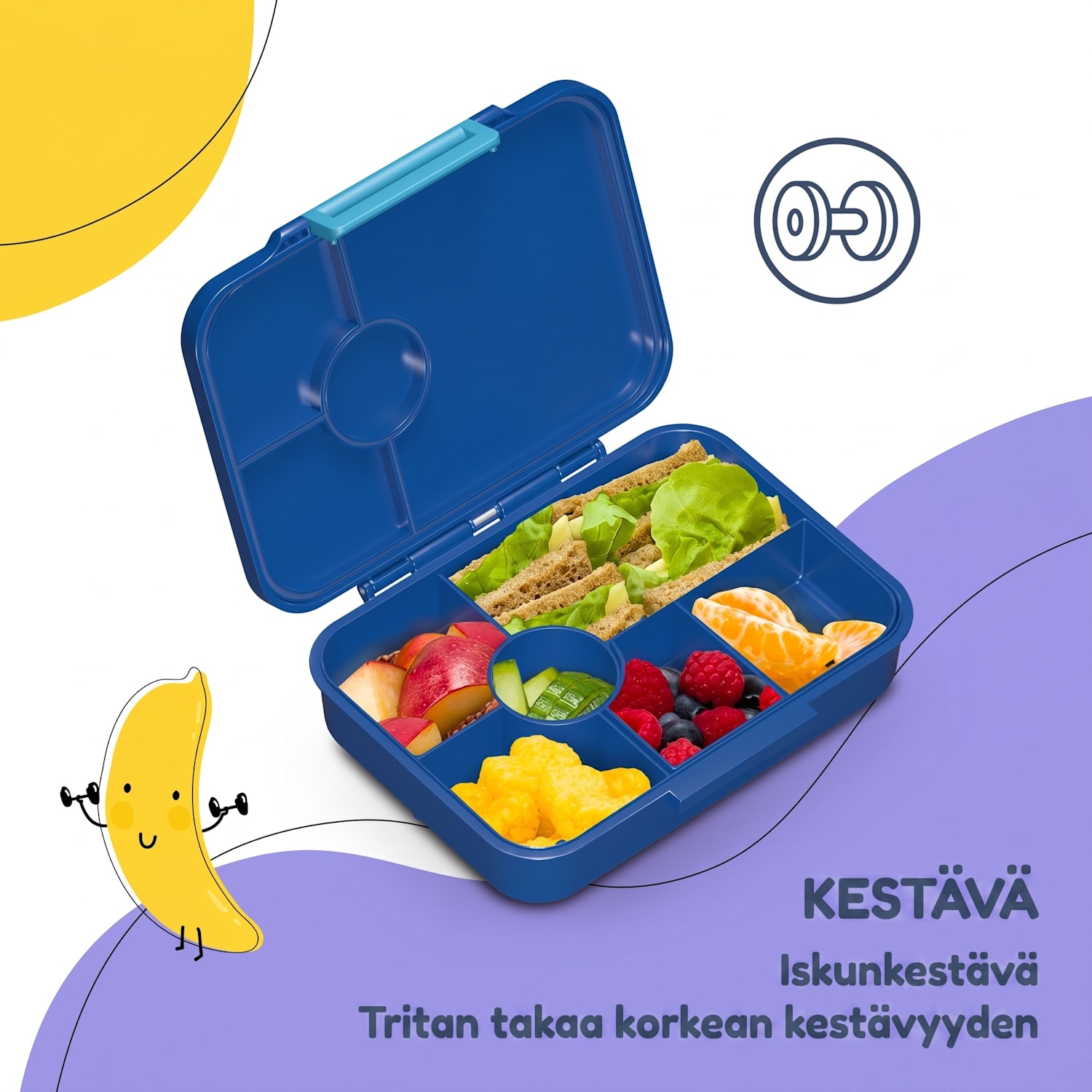 schmatzfatz by Lite lounasrasia 6 lokeroa 20,8 x 4,5 x 15 cm (leveys x korkeus x syvyys) BPA-vapaa erittäin kevyt Tritan Navy Space