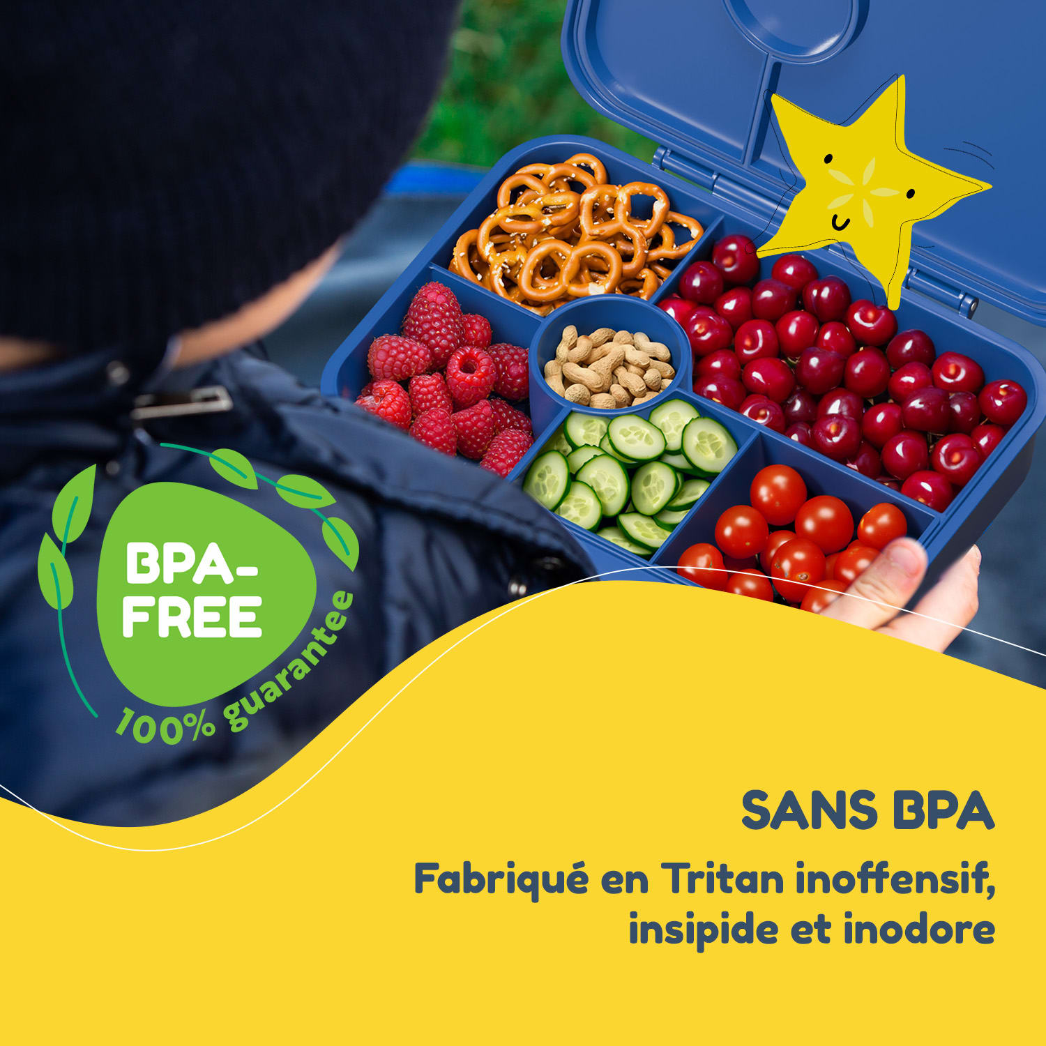 schmatzfatz by Lite lunchbox 6 vakken 20,8 x 4,5 x 15 cm (BxHxD) BPA-vrij extra licht Tritan Navy Space