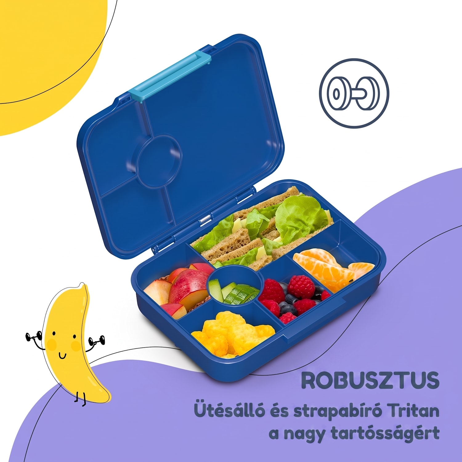Schmatzfatz tízórais doboz 6 rekesszel Navy Space