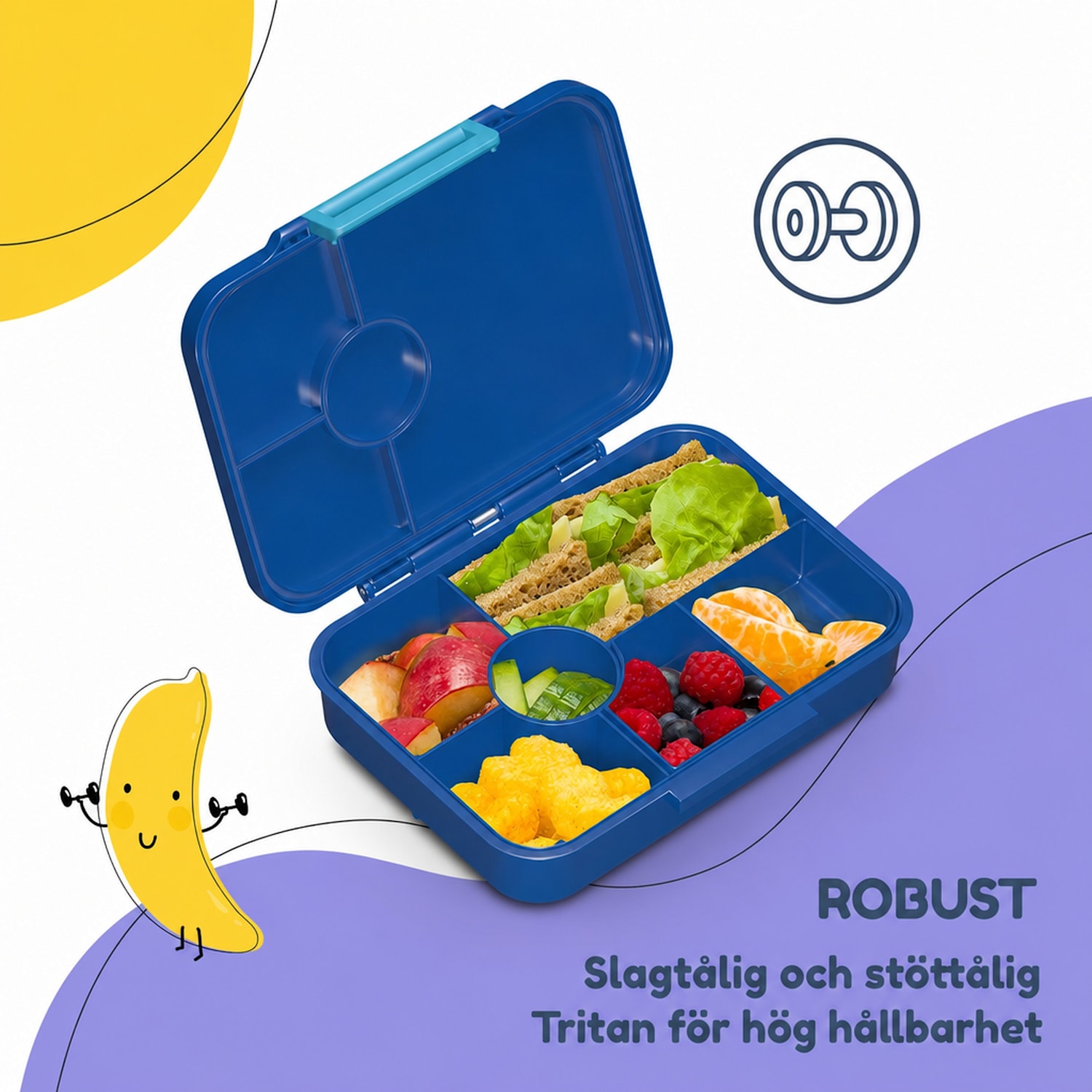 schmatzfatz by Lite Lunchbox 6 fack 20,8 x 4,5 x 15 cm (BxHxD) BPA-fri extra lätt tritan Navy Space