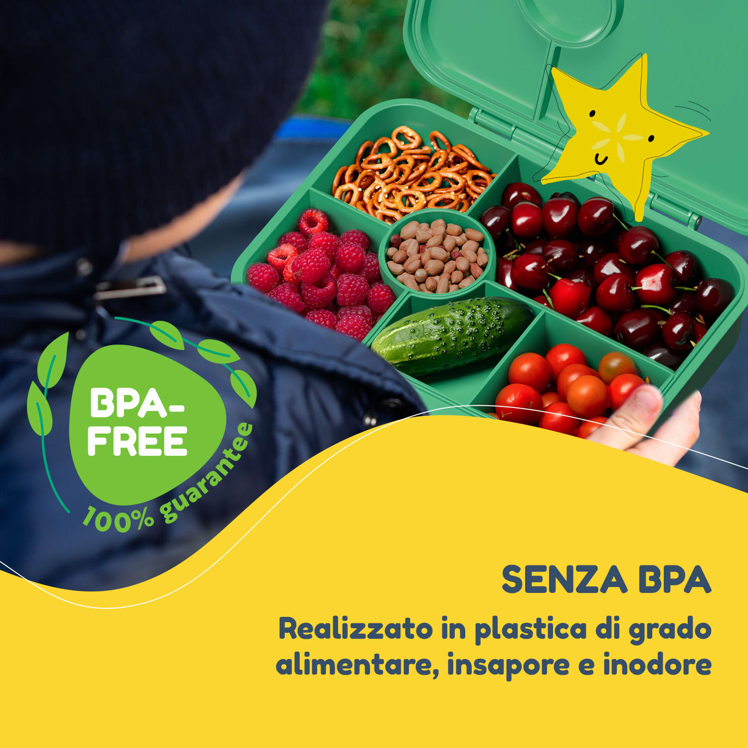 schmatzfatz by Lite - Portapranzo, 6 scomparti, 20,8 x 4,5 x 15 cm (LxAxP), senza BPA, leggerissimo, Tritan 