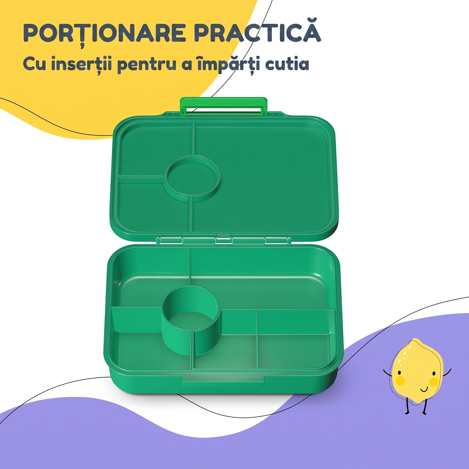 Schmatzfatz easy, cutie pentru gustări cu 6 compartimente Dark Green Jungle