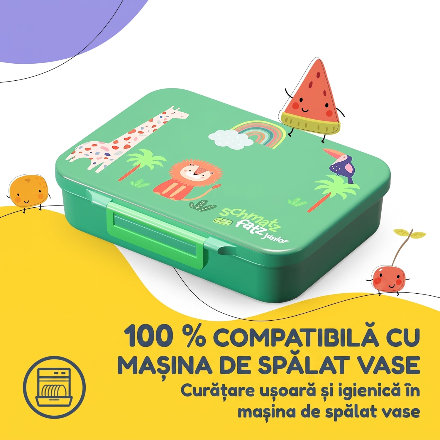 Schmatzfatz easy, cutie pentru gustări cu 6 compartimente Dark Green Jungle
