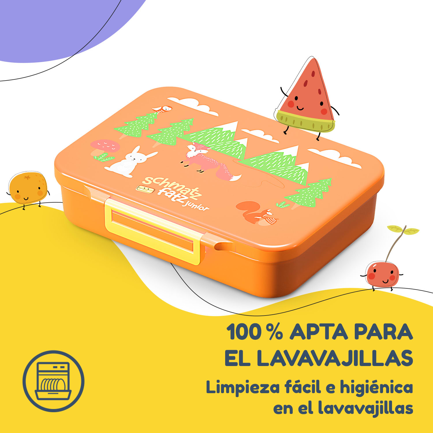 schmatzfatz by Lite Fiambrera 6 compartimentos 20,8 x 4,5 x 15 cm (ancho x alto x fondo) Sin BPA Tritán superligero Orange Forest