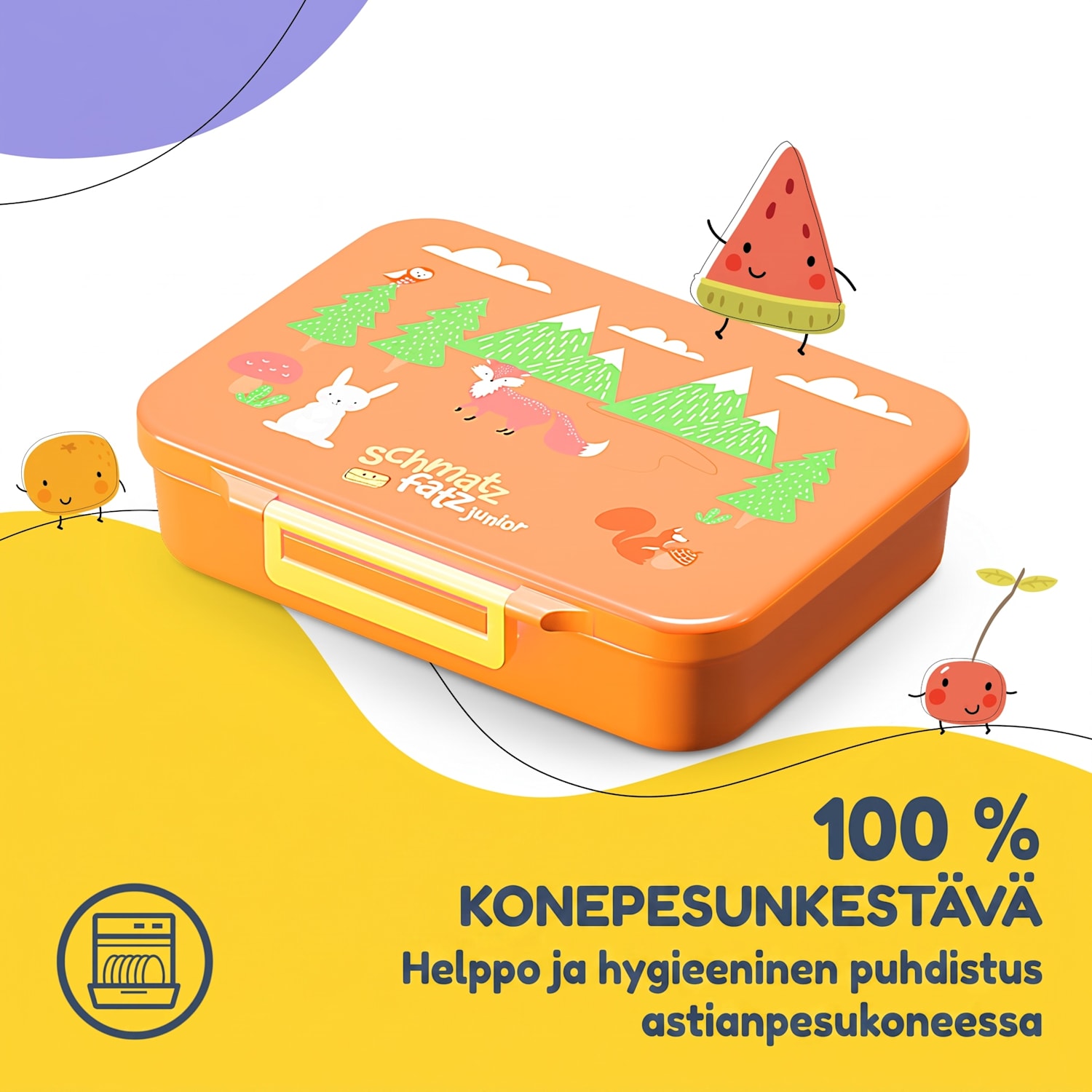 schmatzfatz by Lite lounasrasia 6 lokeroa 20,8 x 4,5 x 15 cm (leveys x korkeus x syvyys) BPA-vapaa erittäin kevyt Tritan Orange Forest