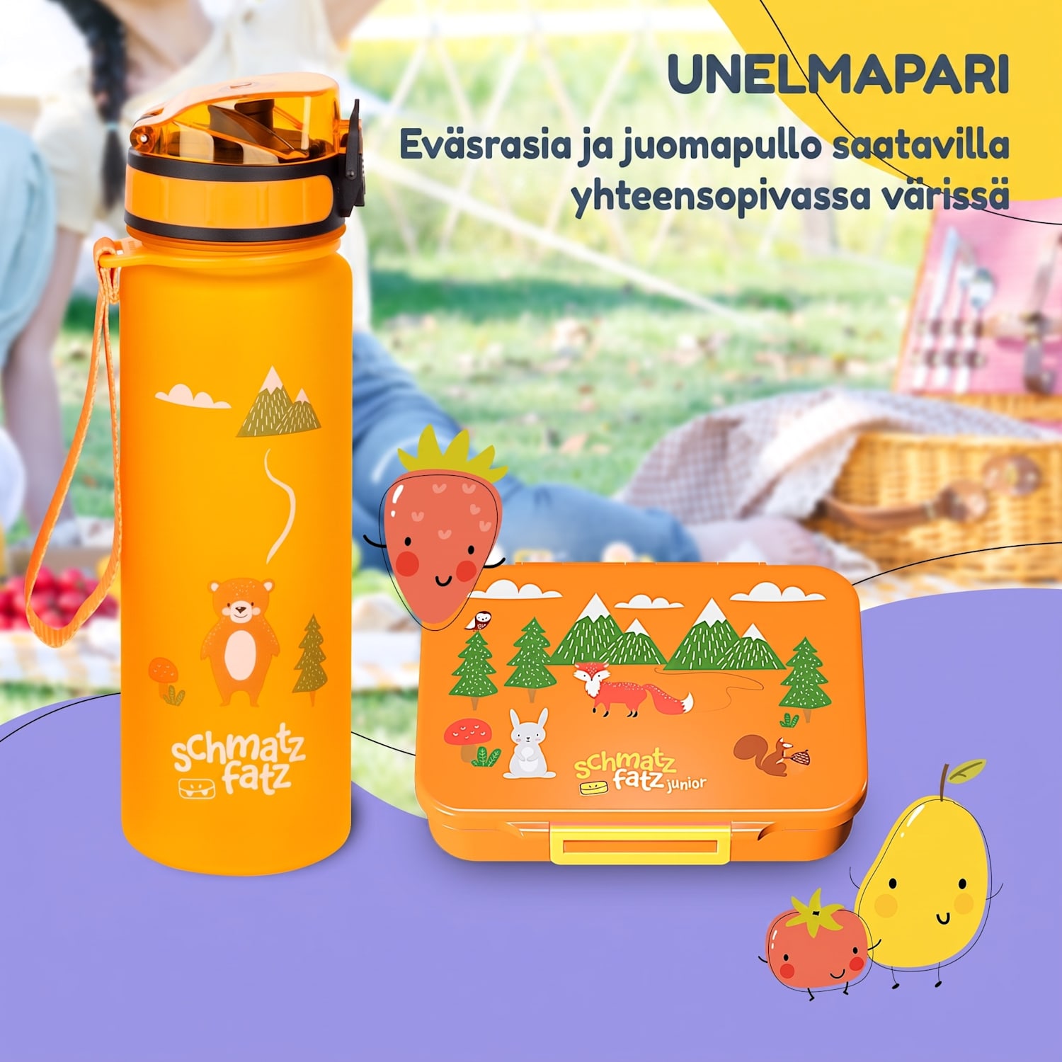 schmatzfatz by Lite lounasrasia 6 lokeroa 20,8 x 4,5 x 15 cm (leveys x korkeus x syvyys) BPA-vapaa erittäin kevyt Tritan Orange Forest