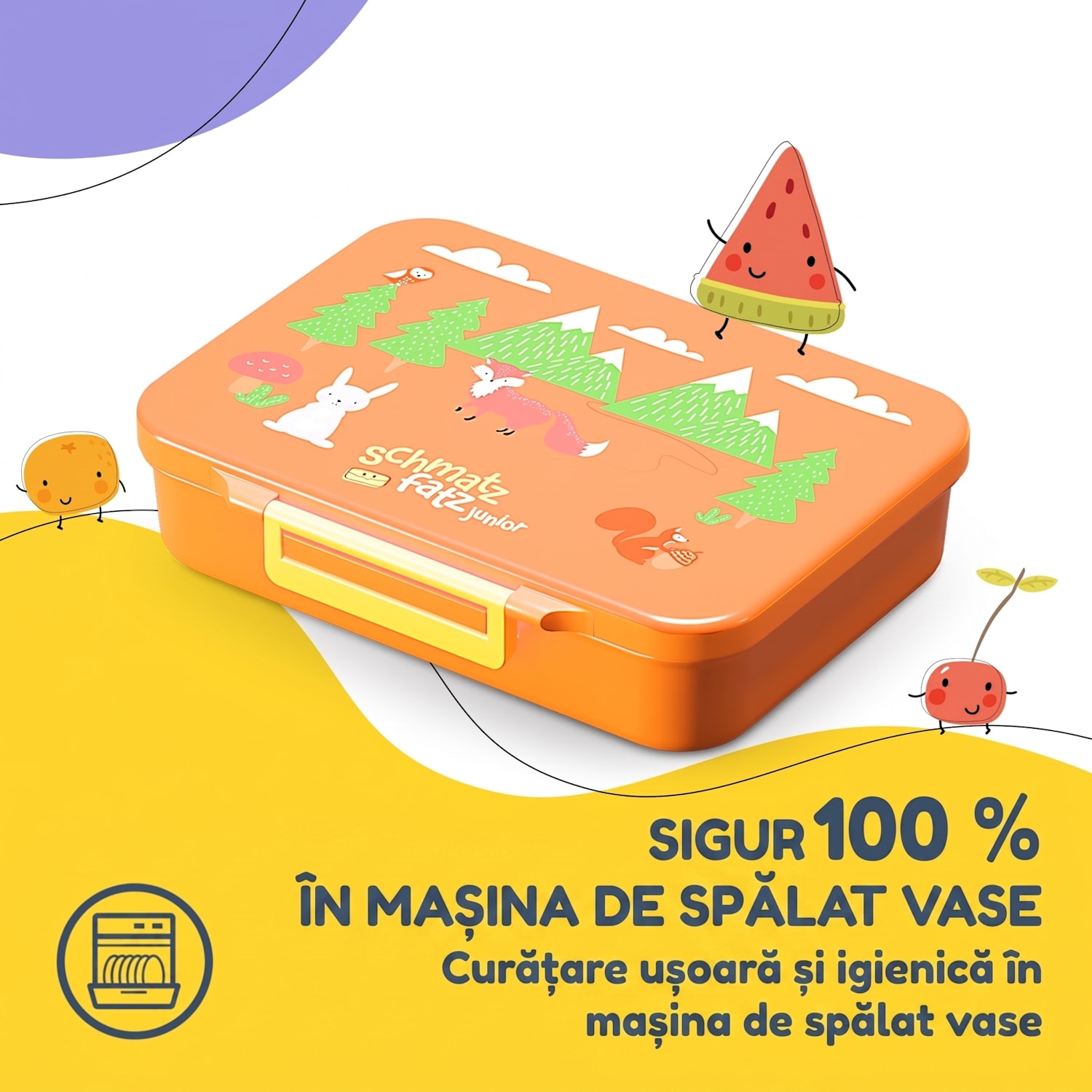 Schmatzfatz easy, cutie pentru gustări cu 6 compartimente Orange Forest