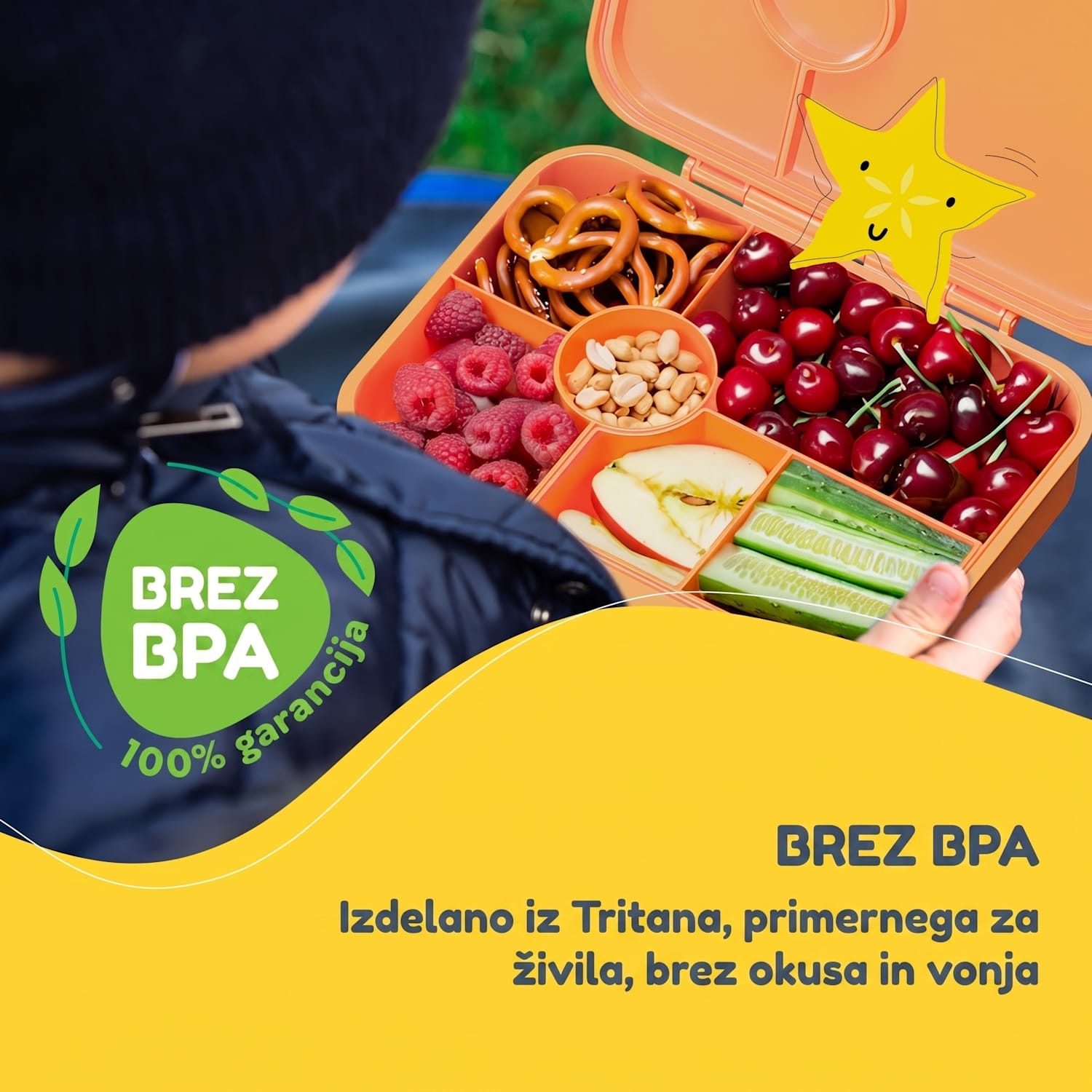 Schmatzfatz škatla za malico s 6 predeli Orange Forest