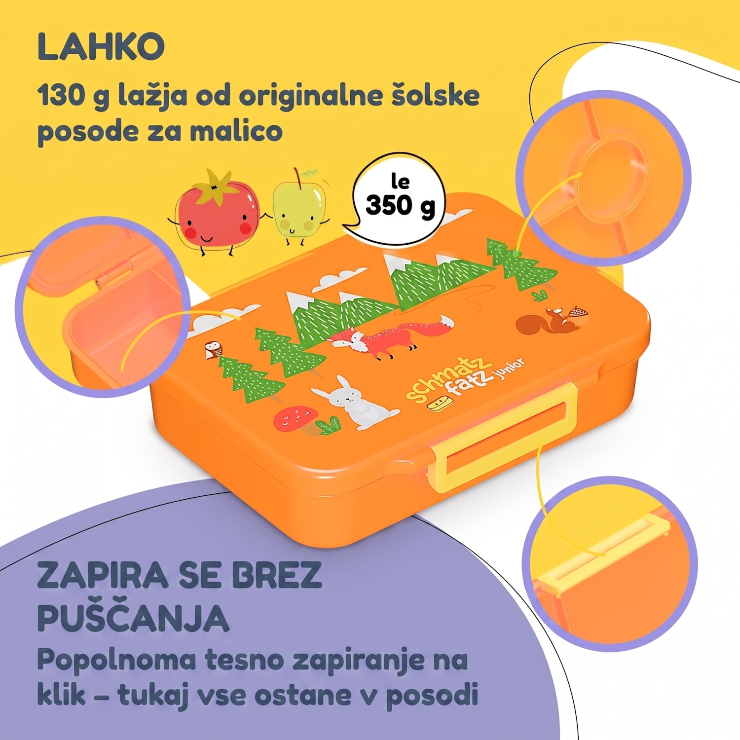 Schmatzfatz škatla za malico s 6 predeli Orange Forest