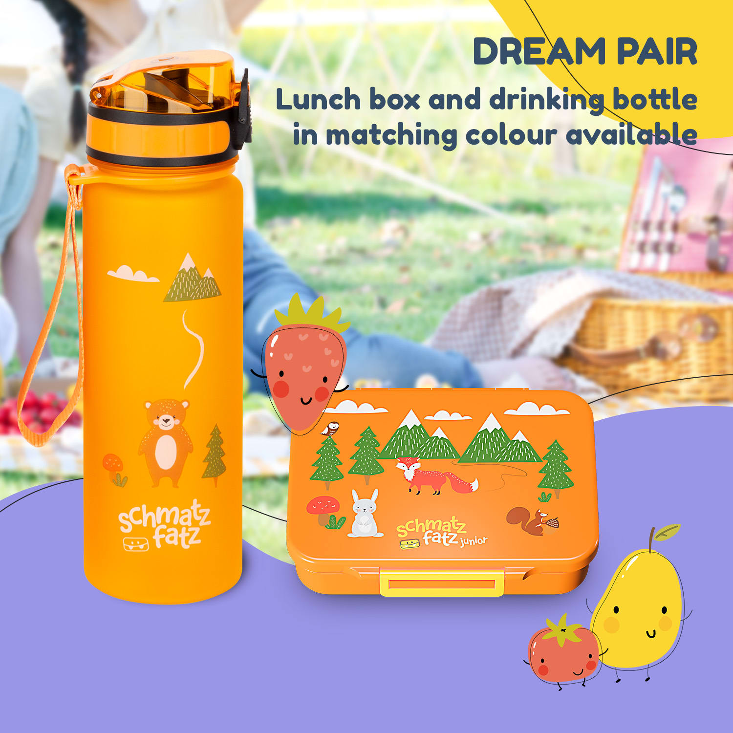 Schmatzfatz easy кутия за закуска с 6 преградки Orange Forest