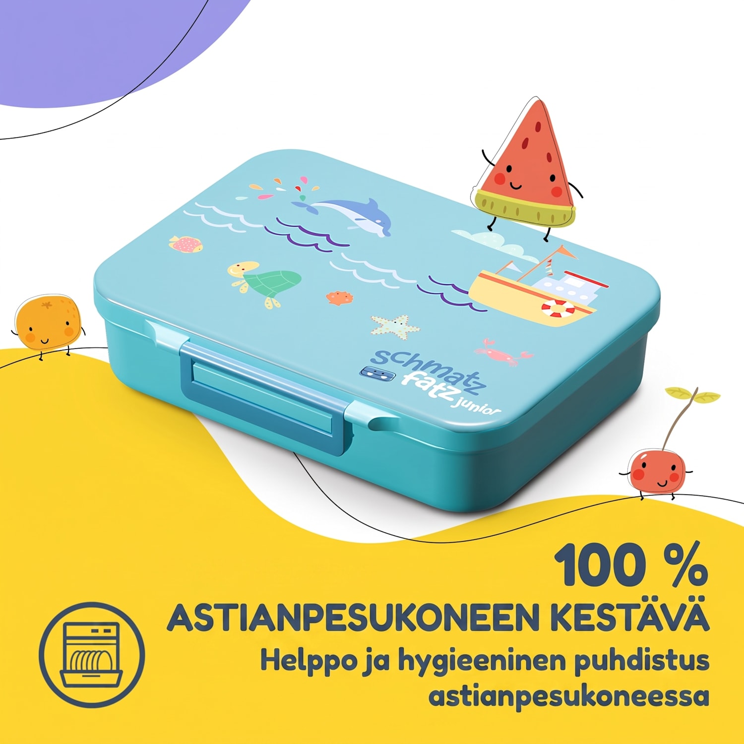 schmatzfatz by Lite lounasrasia 6 lokeroa 20,8 x 4,5 x 15 cm (leveys x korkeus x syvyys) BPA-vapaa erittäin kevyt Tritan Petrol Sea