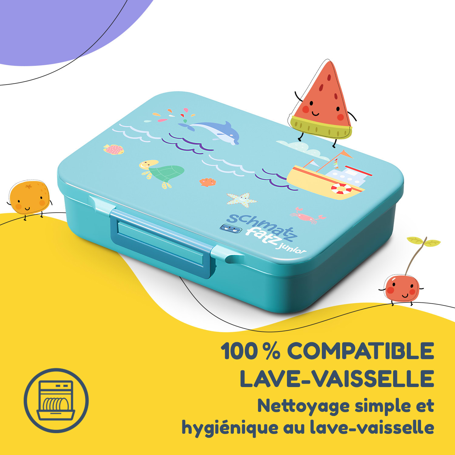 schmatzfatz by Lite Boîte à repas 6 compartiments 20,8 x 4,5 x 15 cm (LxHxP) Tritan extra léger sans BPA Petrol Sea