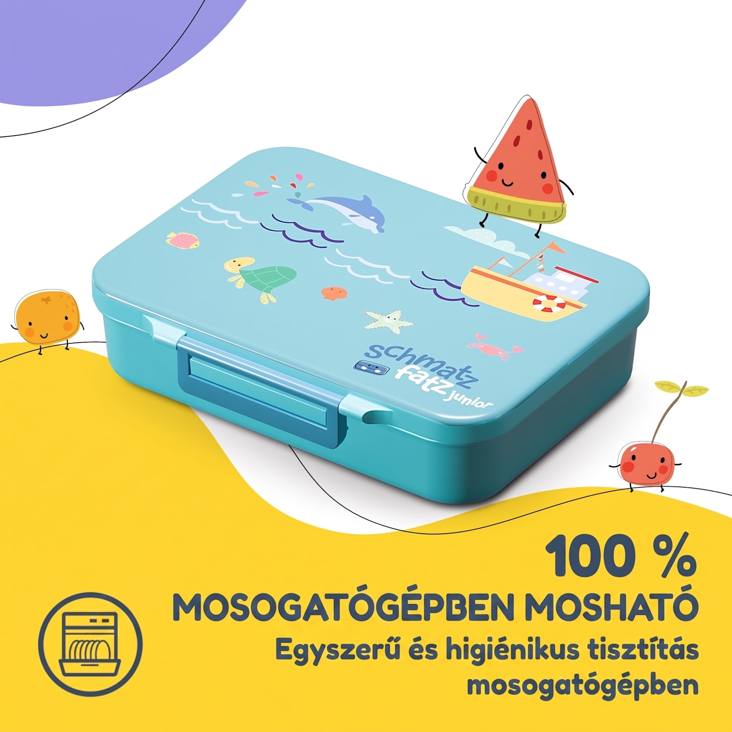 Schmatzfatz tízórais doboz 6 rekesszel Petrol Sea