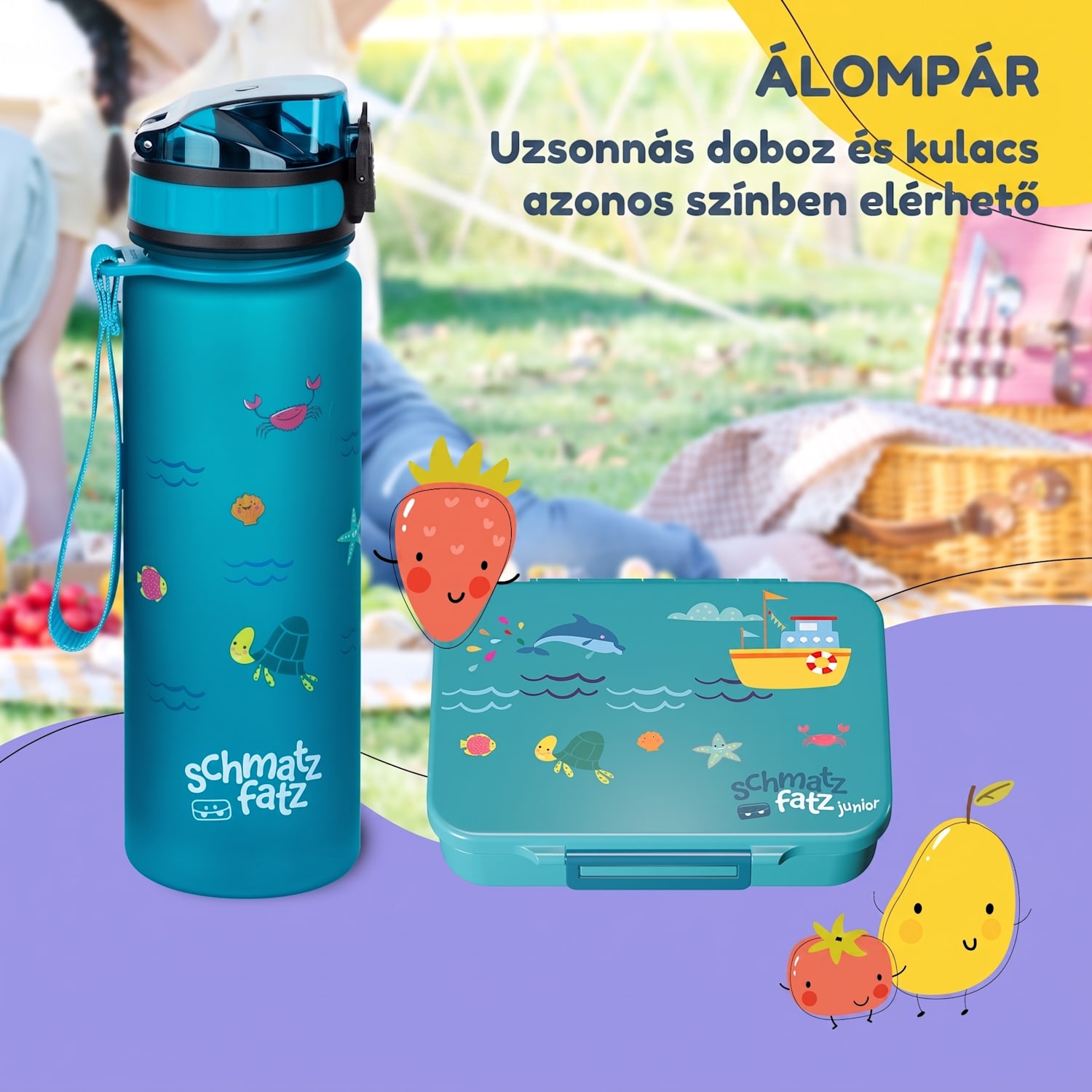 Schmatzfatz tízórais doboz 6 rekesszel Petrol Sea