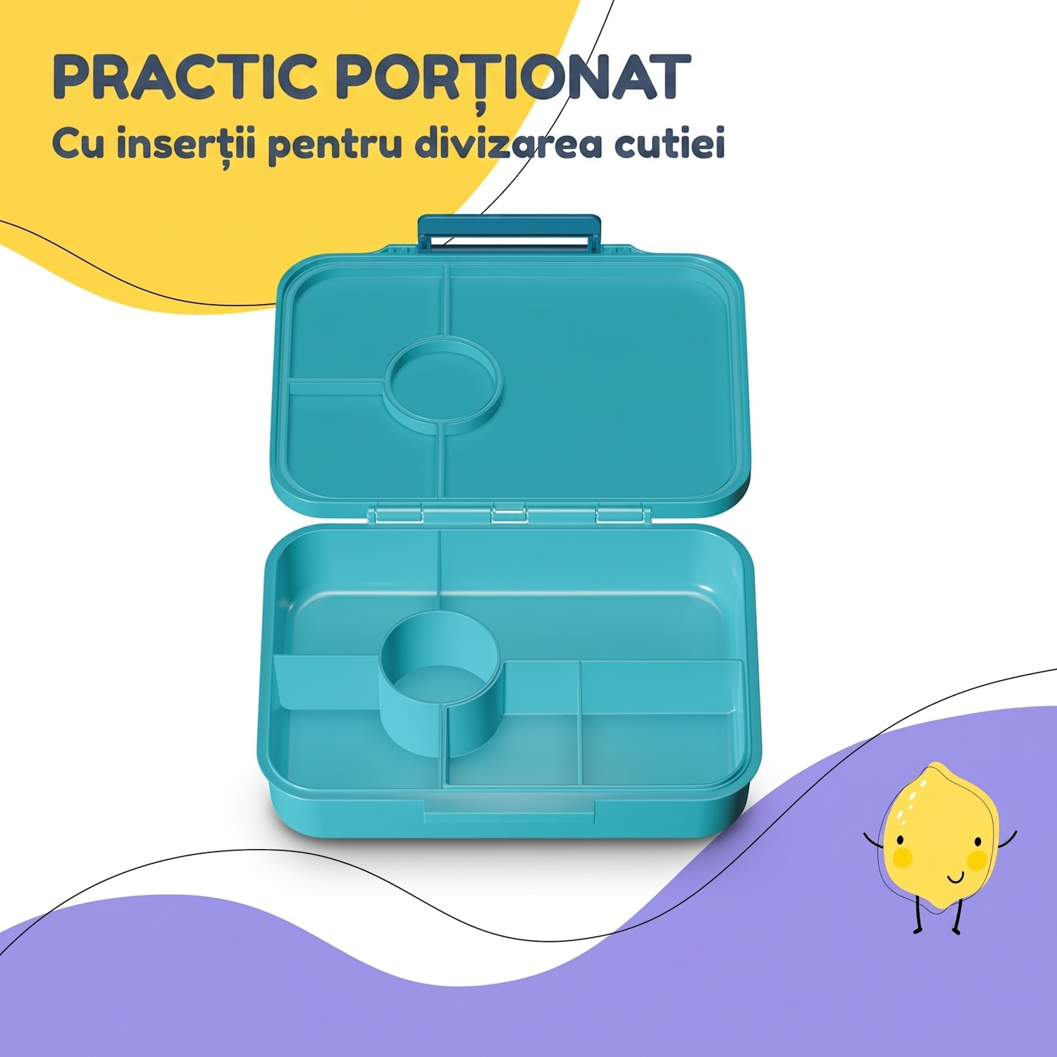 Schmatzfatz easy, cutie pentru gustări cu 6 compartimente Petrol Sea