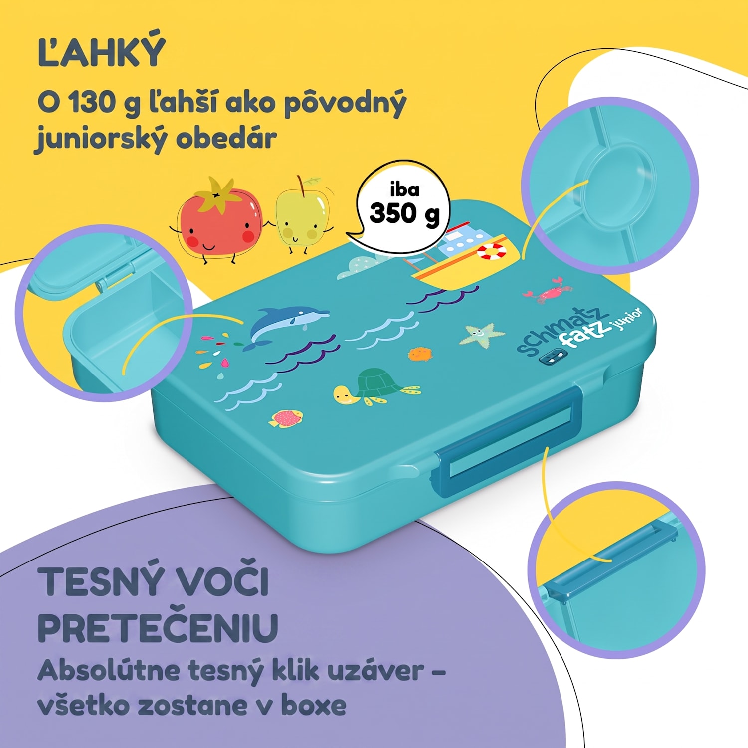 Schmatzfatz desiatový box so 6 priehradkami Petrol Sea