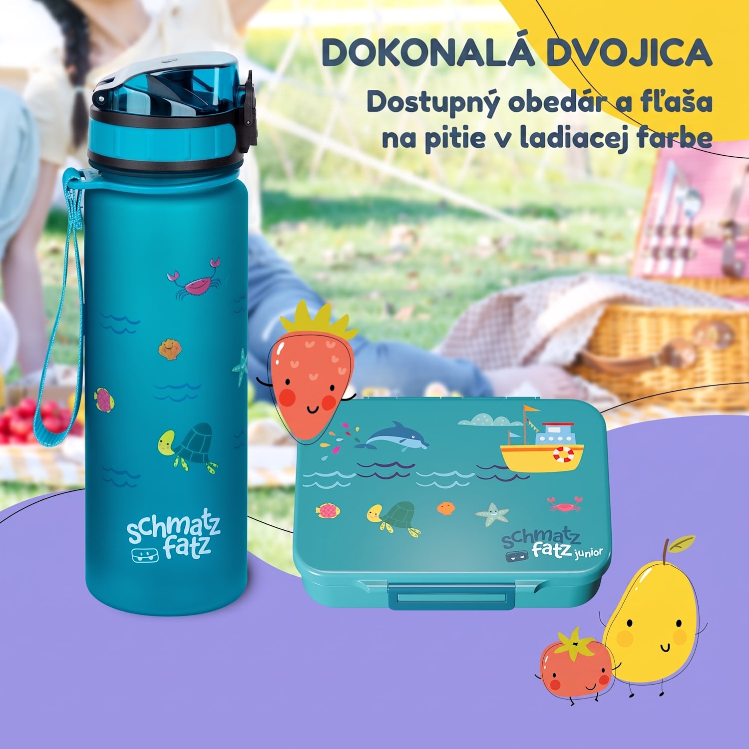 Schmatzfatz desiatový box so 6 priehradkami Petrol Sea