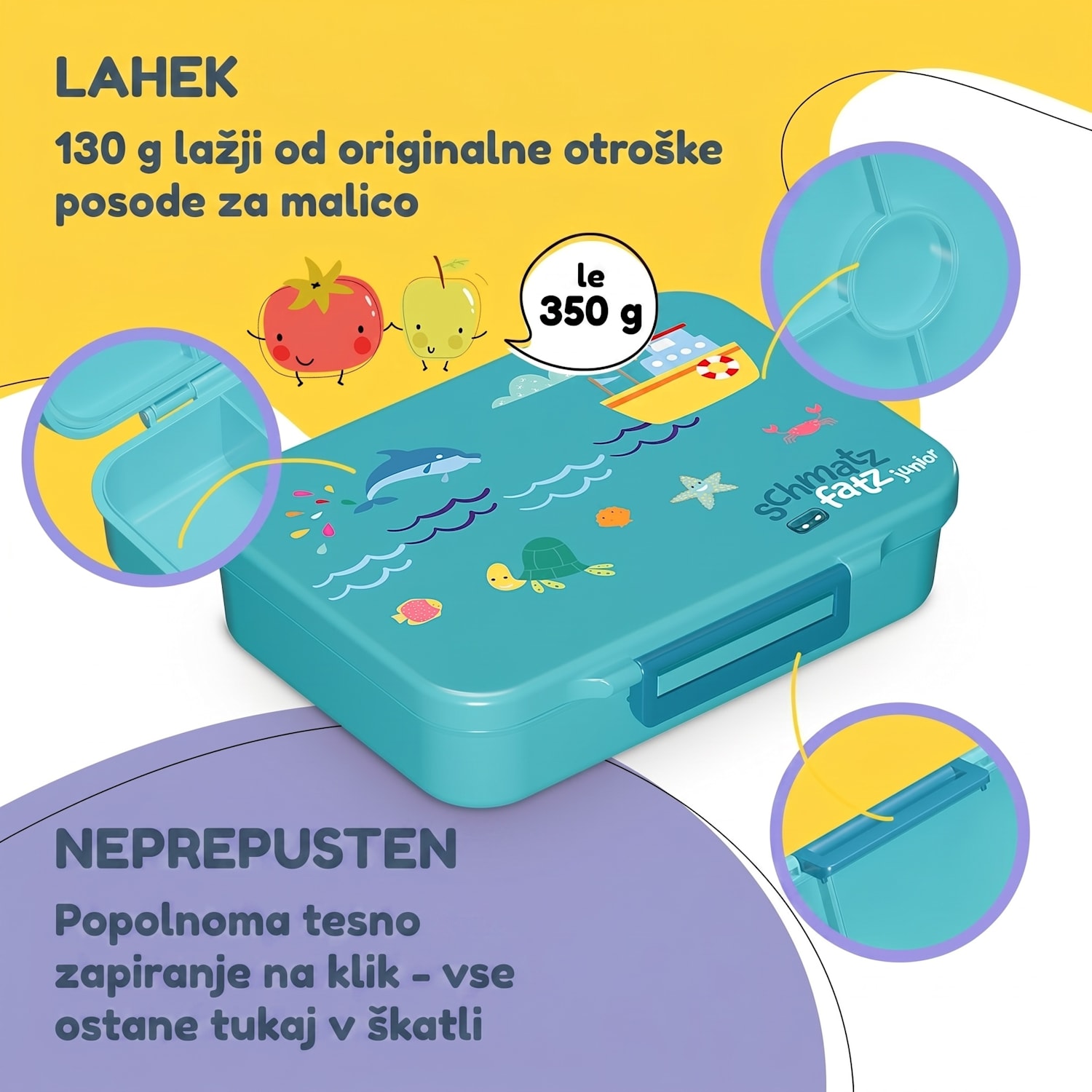 Schmatzfatz škatla za malico s 6 predeli Petrol Sea